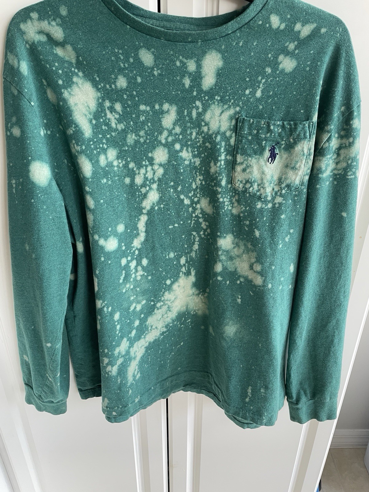 POLO RALPH LAUREN GREEN TIE- DYE MEN SIZE L COTTON LONG SLEEVES PULLOVER TOP