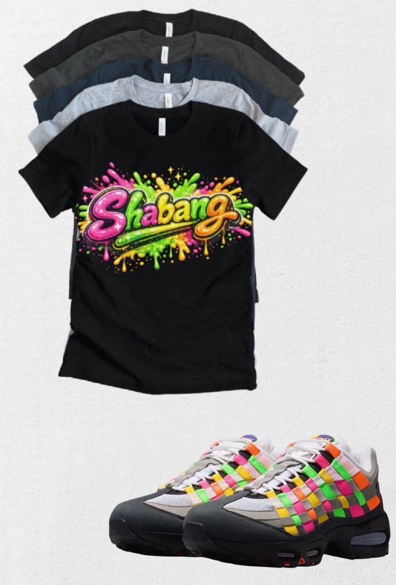 Custom Printed T-shirt To Match Shabang BB Max 95 OG Woven Multicolored Sneaker