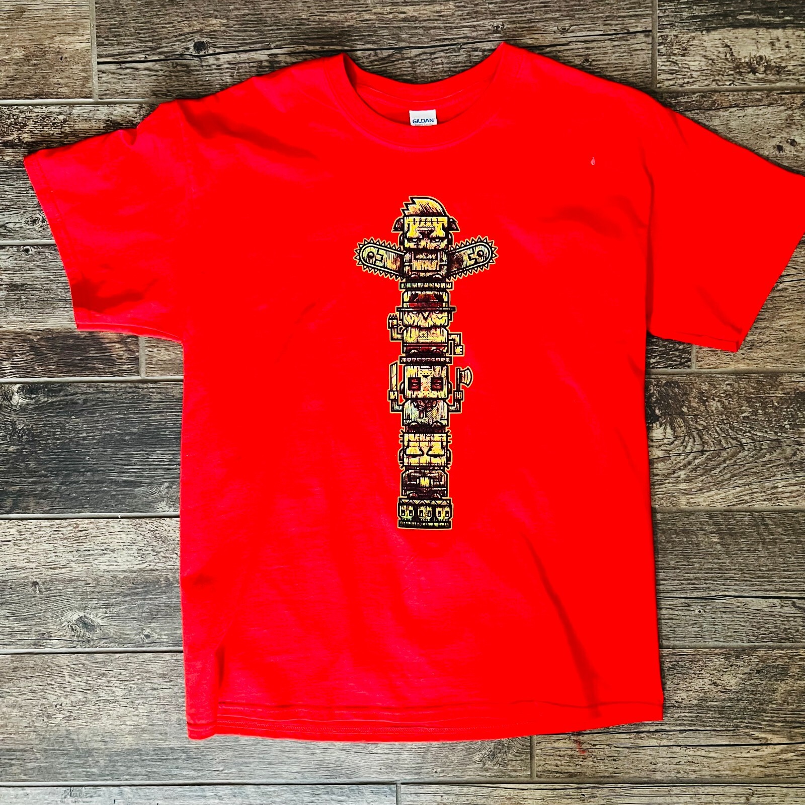 Freddy Jason Pinhead Leatherface Totem Pole Nerd Block T-Shirt Size Large – Red