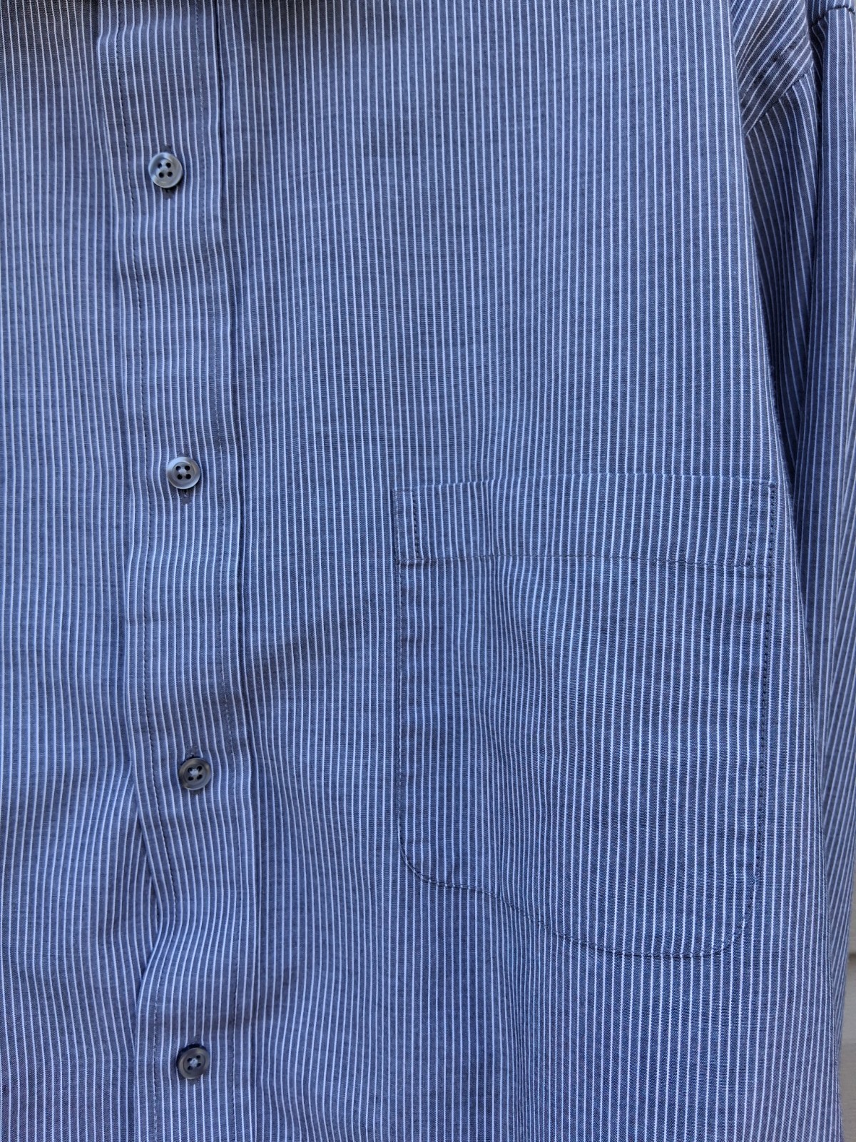 Croft & Barrow Men’s Gray Striped Broadcloth Button-Up Shirt Long Sleeve 17.5 36