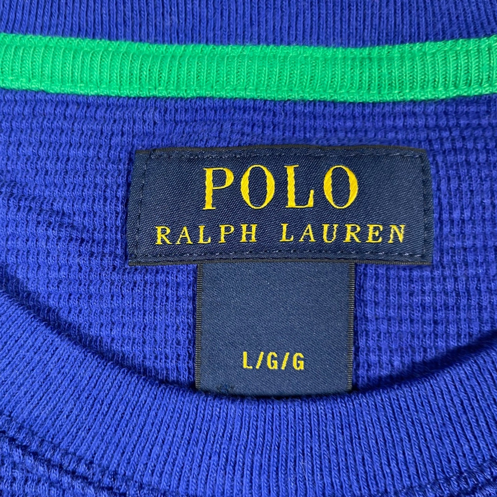 Polo Ralph Lauren Mens Waffle Knit Thermal Crewneck T Shirt Blue Size L G