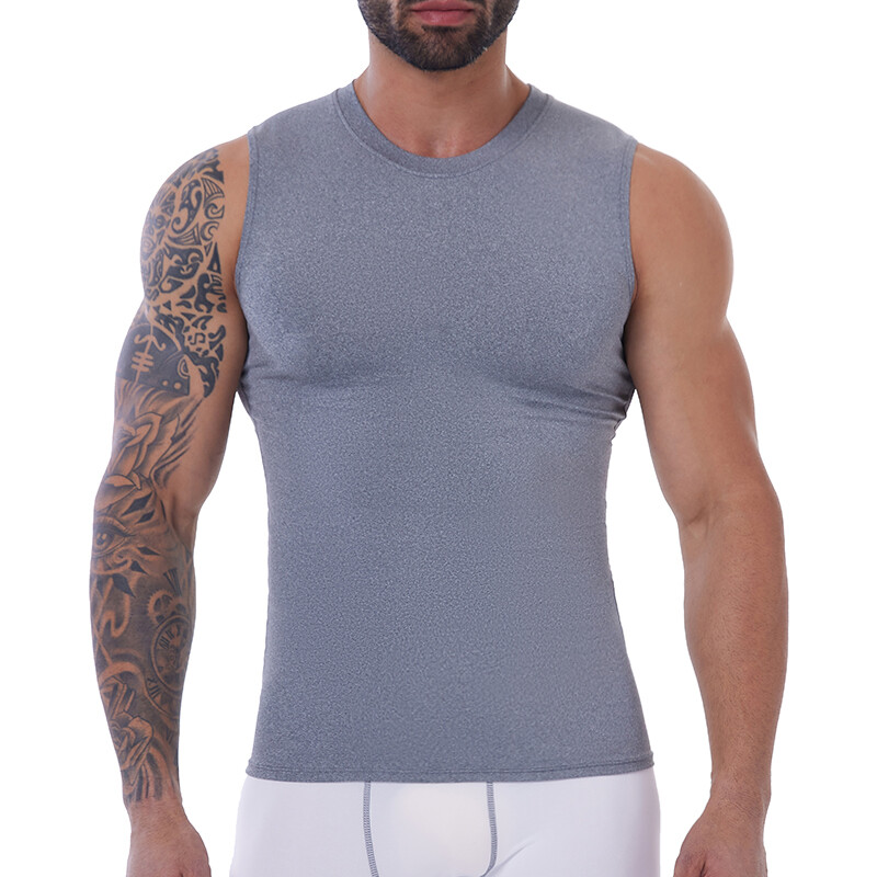 Mens Slimming Tummy Body Shaper Vest Compression T-Shirt Fitness Muscle Tank Top