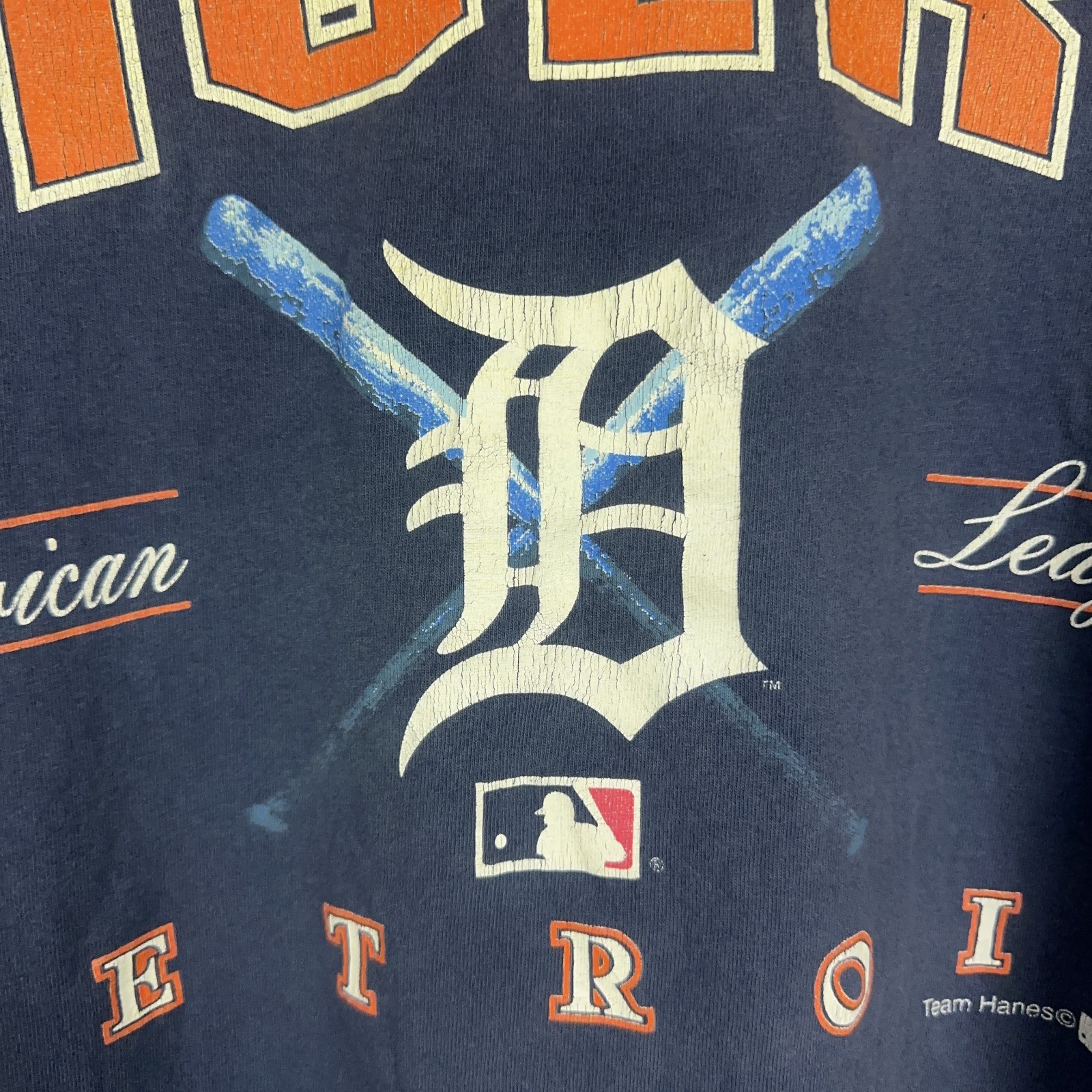 Vintage Hanes t shirt Mens XXL Tigers Detroit Baseball American League Worn in