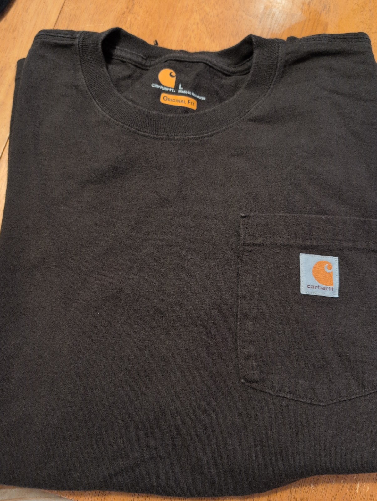 Carhartt Shirt Mens Large Dark Brown Long Sleeve Original Fit Pocket Workwear