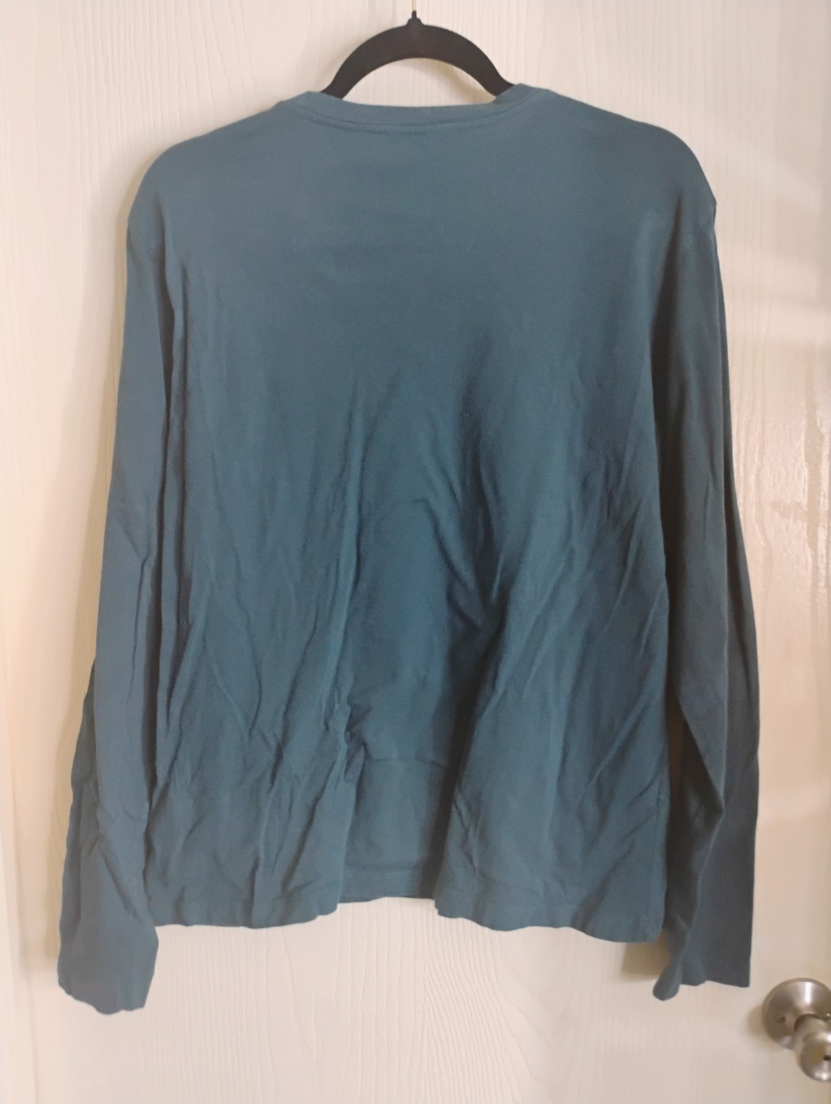 Versace Collection Men’s Blue Solid Logo Crew Neck Long Sleeve T-Shirt L