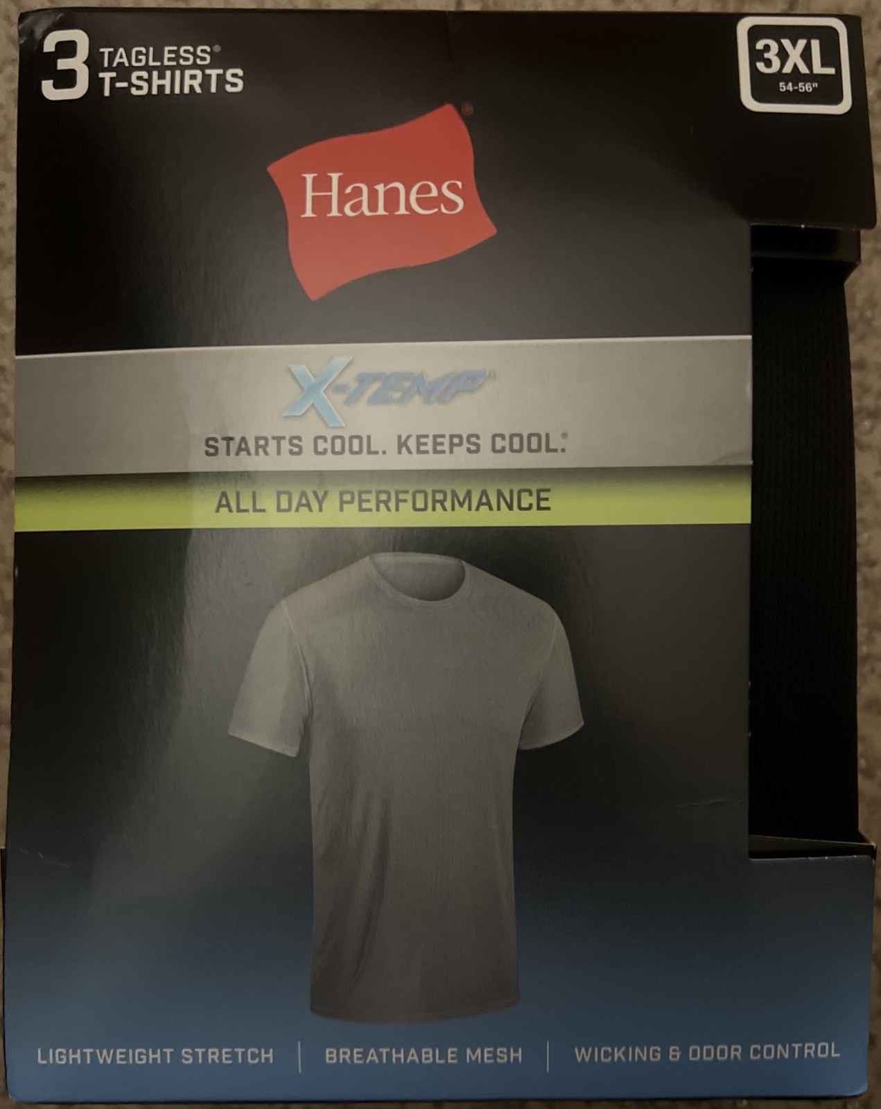 3XL Hanes Men 3 Pack Tagless X-Temp All day Performance T-Shirts NIP
