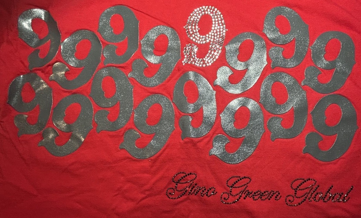 Vintage Y2K 999 Gino Green Global T Shirt Embellished Rhinestone Beaded Mens L