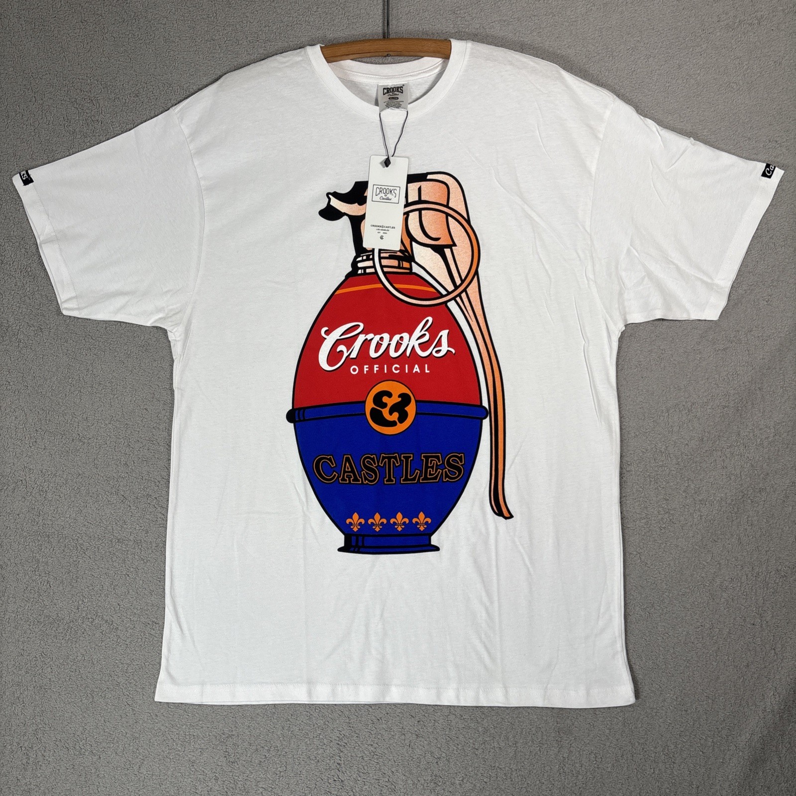 NWT Crooks And Castles War Halls Grenade Tee Men’s Size XL T Shirt Hip Hop Skate