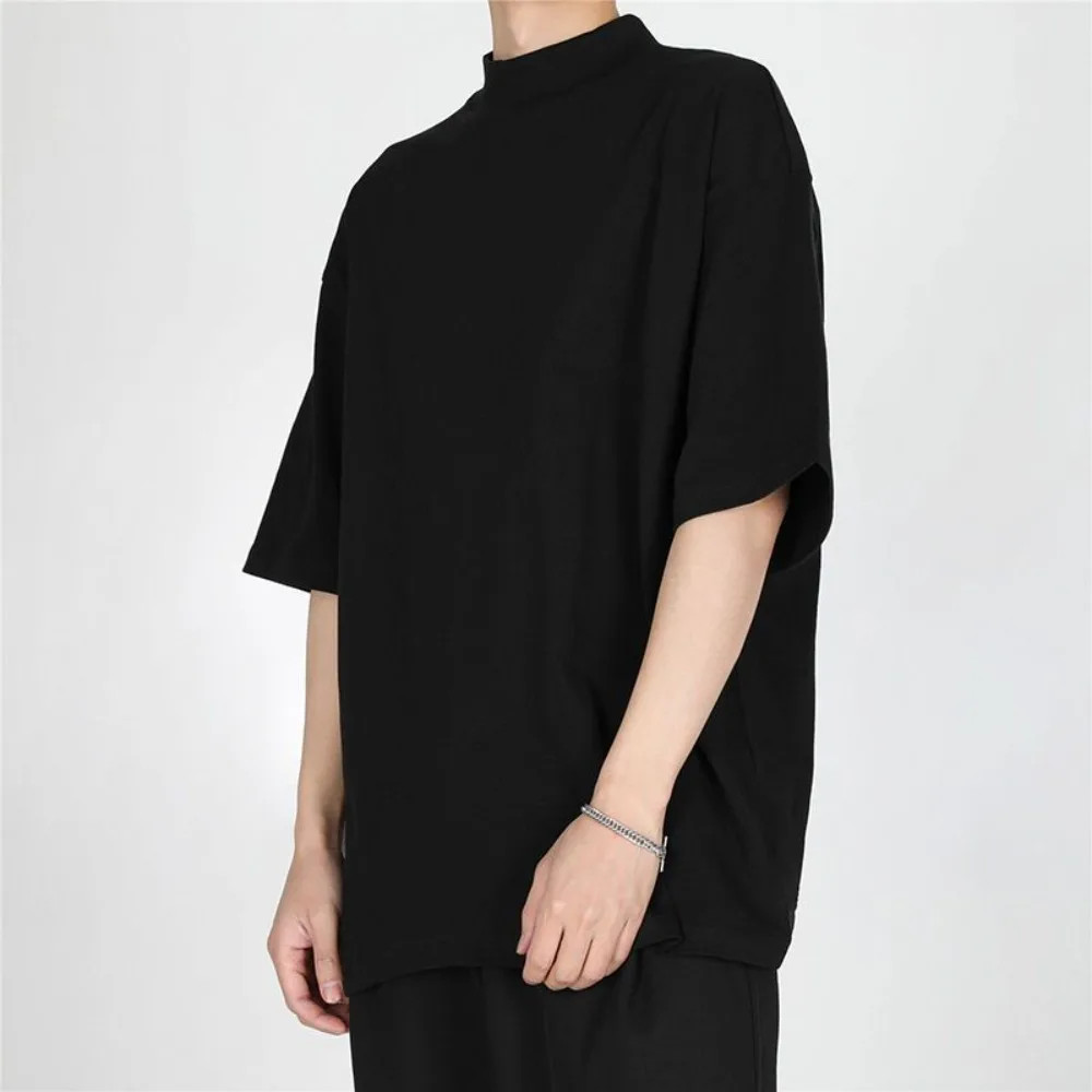 Men’s Half Turtleneck Short-sleeved Summer T-shirt High Quality Loose Basic Shir