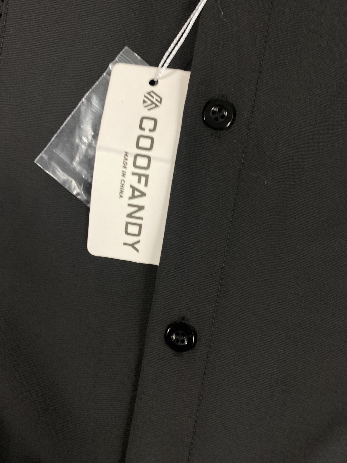 NWT Coofandy Button Up Shirt Men Sz L Black Long Sleeve Vacation Cuban