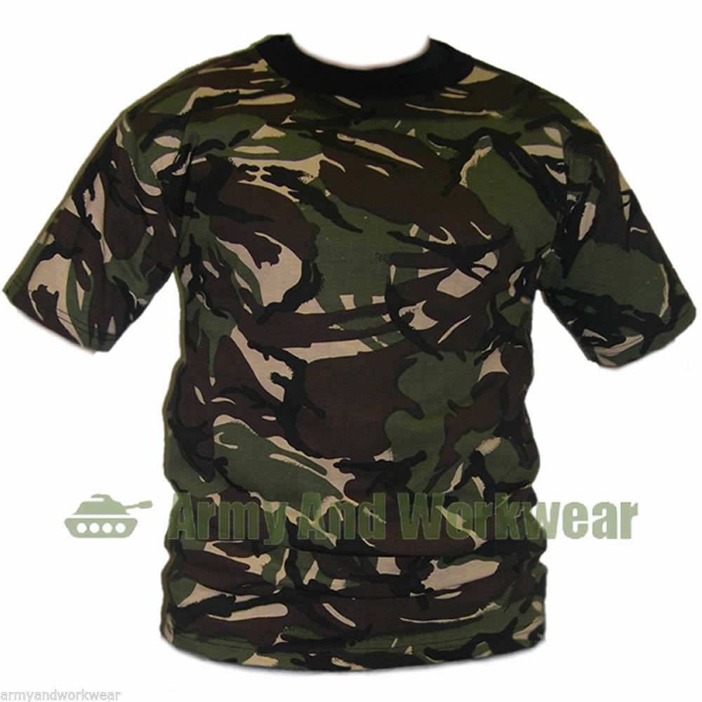 Military Ops Army Camo Print Combat T-Shirt Dpm Mens Short Sleeve