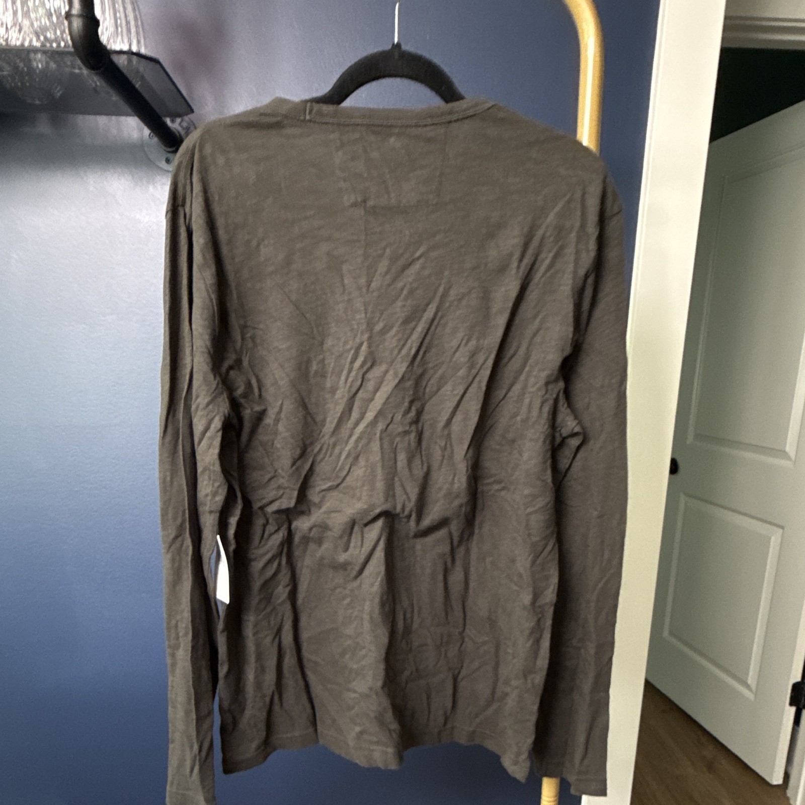 Banana Republic Vintage Tee Men’s Gray Solid Long Sleeve Crew Neck T-Shirt L
