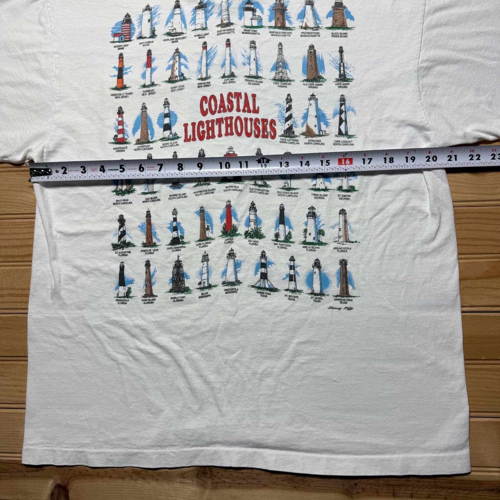 Vintage 90s Coastal Lighthouses Charleston South Carolina Pocket Shirt USA Large