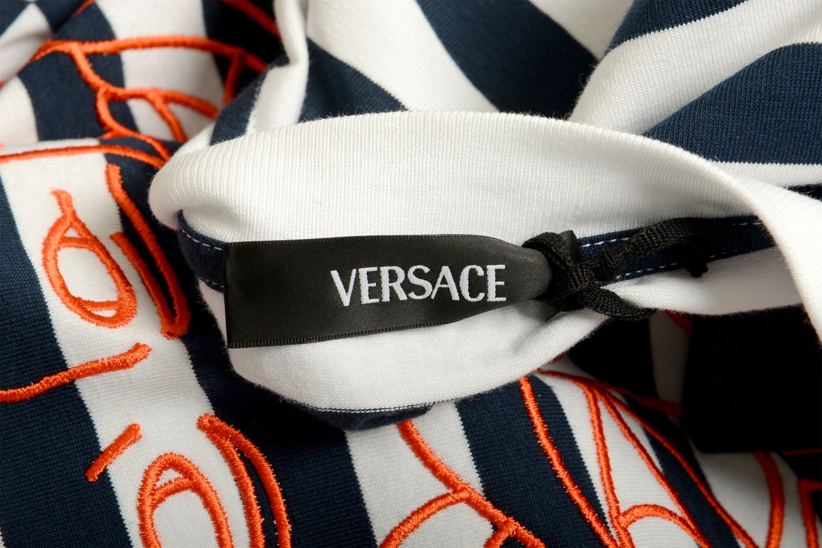 Versace Men’s Medusa Head Embroidery Striped Short Sleeve T-Shirt US 2XL IT 56