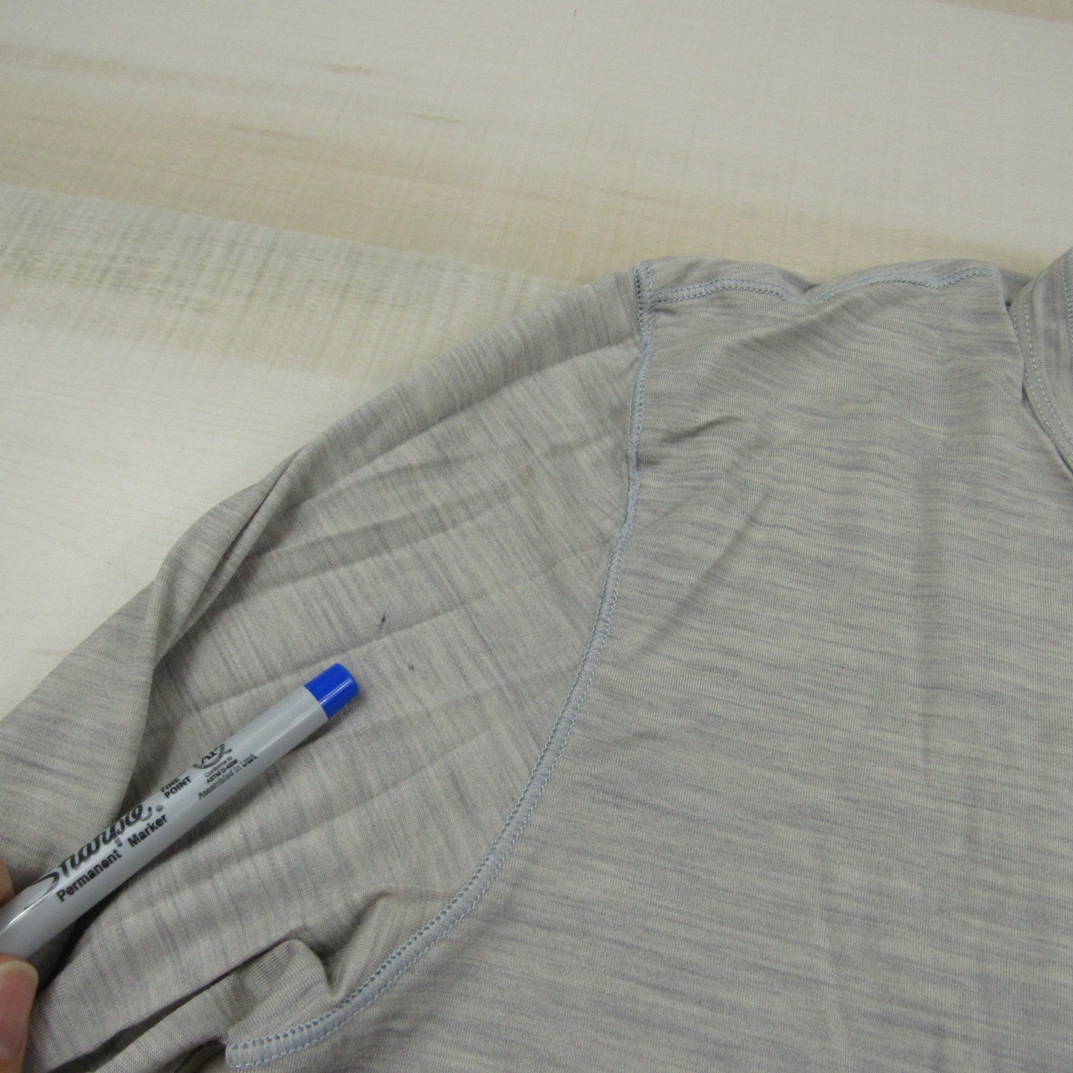 Proof Shirt Mens Small Beige Gray Snap Henley Merino Nylon Blend Lightweight