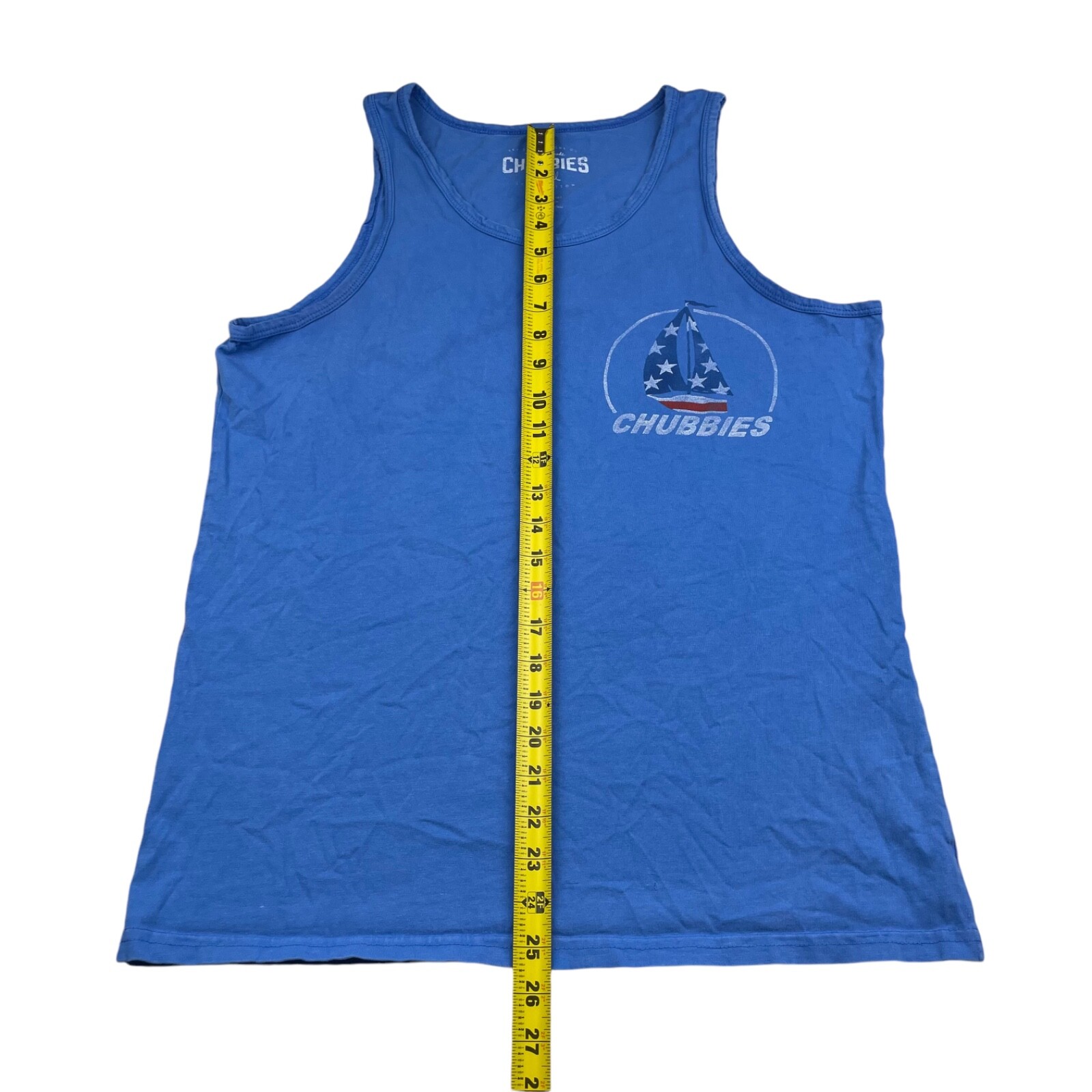 Chubbies Men’s “The Weekend Has Arrived” USA Tank Top T-Shirt Blue • Small