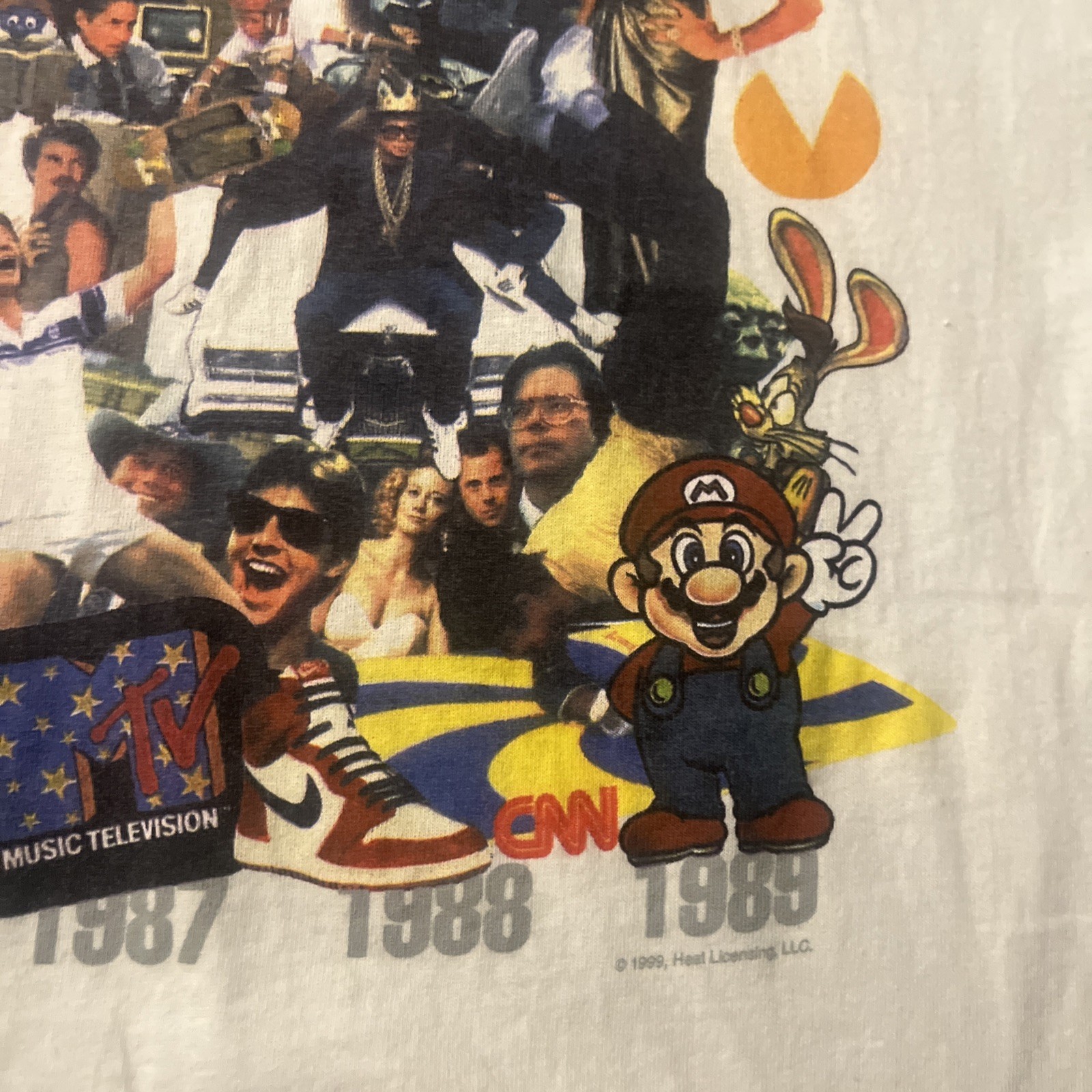 Vintage Decade Rap 80s History Large Mario 1980-1989 Pop Culture Jordan T Shirt