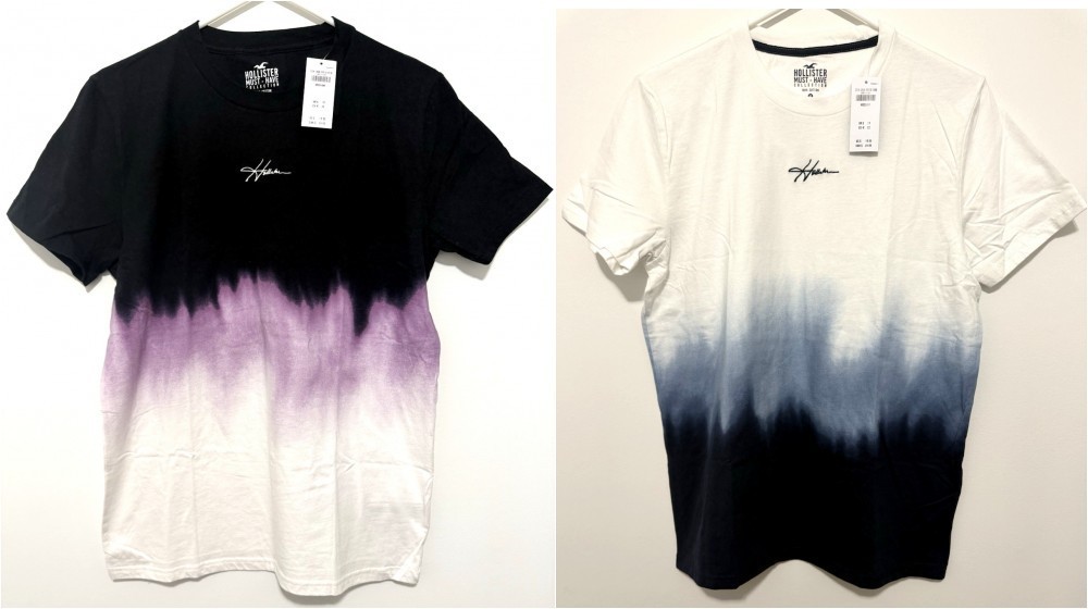 Hollister Men’s Tie-Dye Ombre T-Shirt Crew Neck Logo Tee Size XS S M L XL New!!