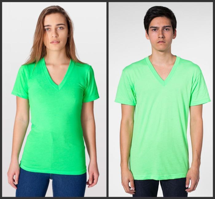 American Apparel Unisex Poly-Cotton Short Sleeve V-Neck Made In US