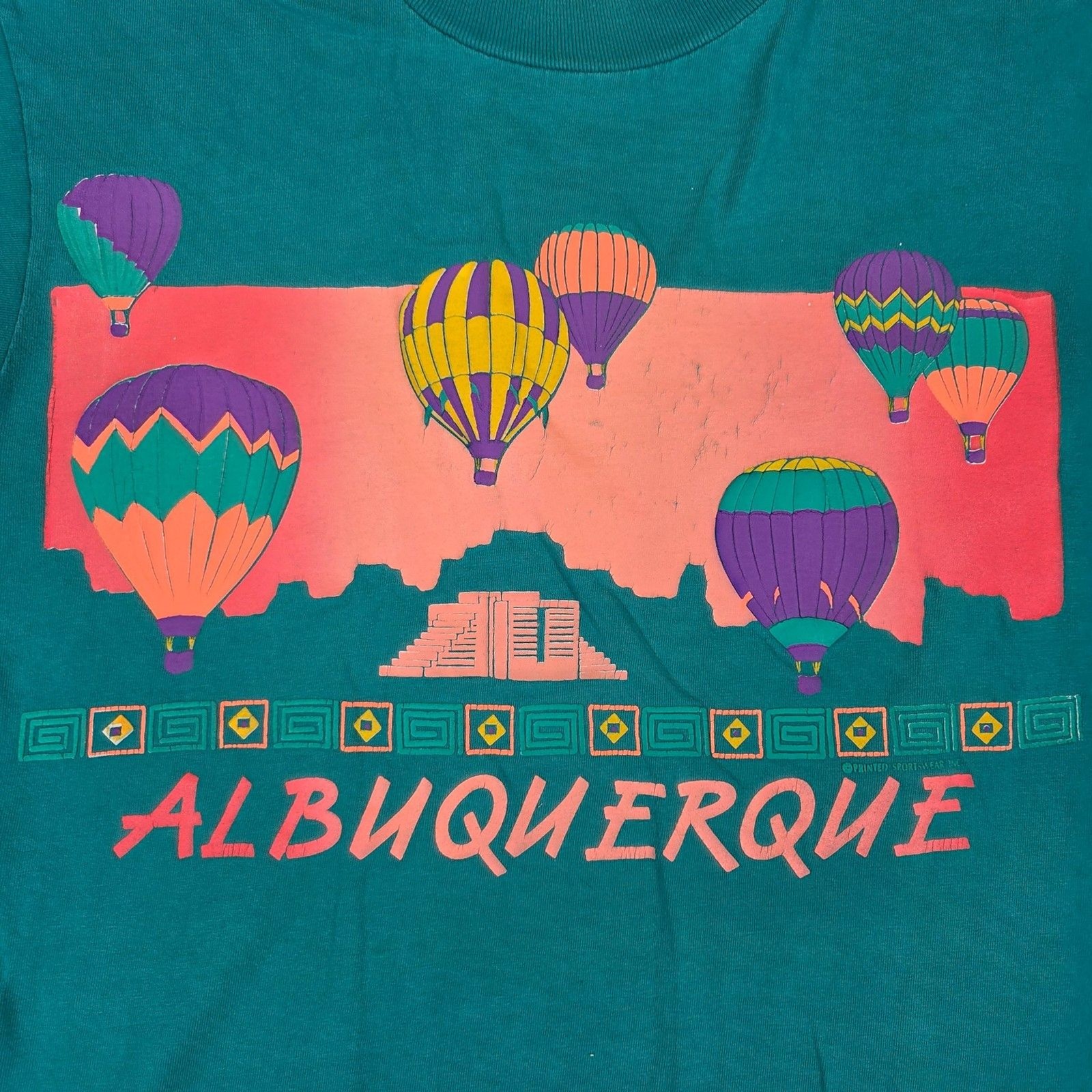 Vintage 90s Oneita Power-T Albuquerque Hot Air Balloon T Shirt L Single Stitch