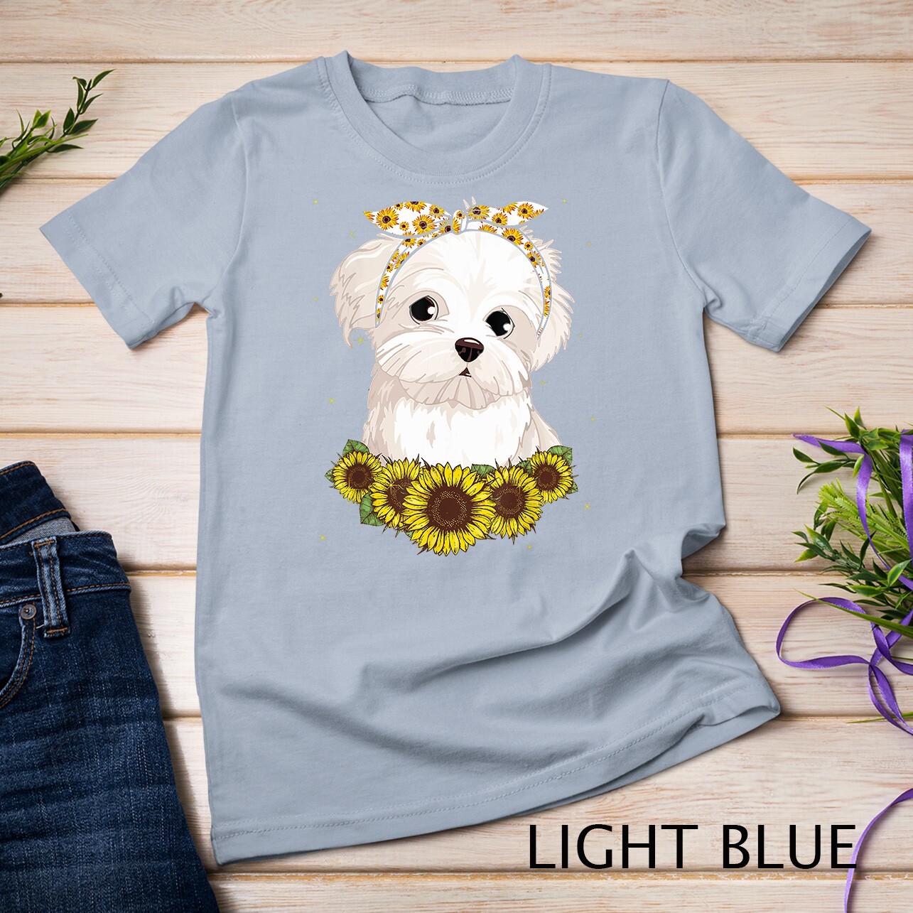 Girls Women Mom Maltese Dog Sunflower Gift T-Shirt Unisex T-shirt