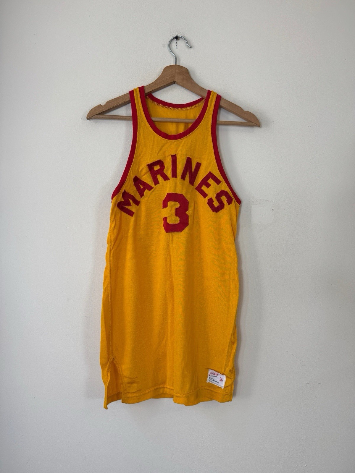 Vintage 40’s 50’s Coane US Marines Yellow Basketball Jersey – Size 36
