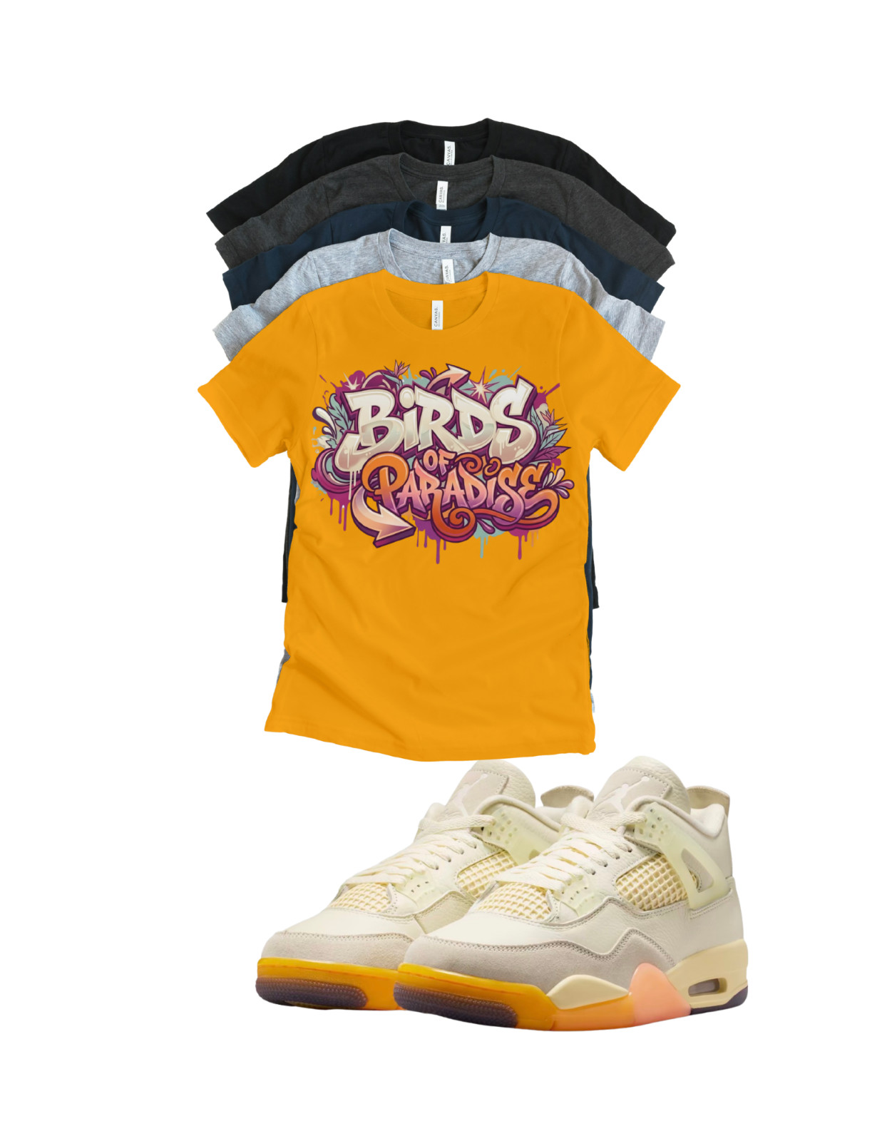 Shirt to match Jordan 4 Birds of Paradise Graffiti Tshirt Sneakerhead Match Tee