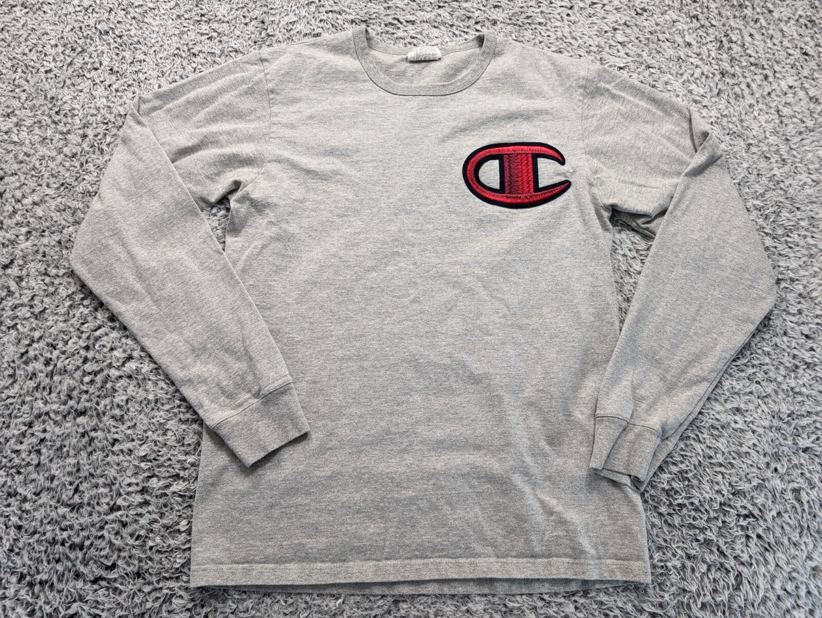 Champion Shirt Mens Medium Gray Embroidered Logo Casual Athleisure Normcore Tee