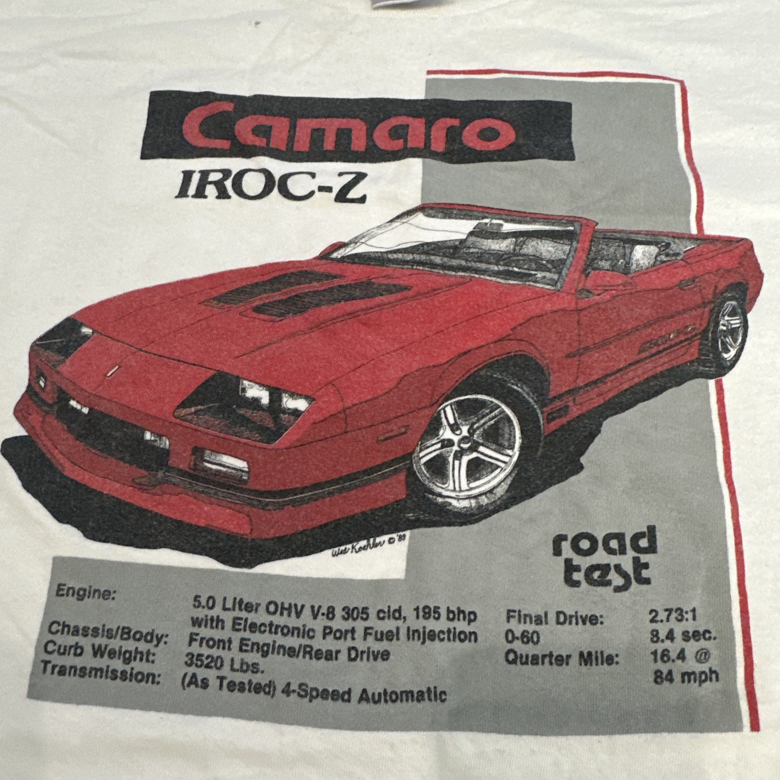 90s Vintage Camaro IROC-Z Graphic Tee Mens XL Chevy Chevrolet Shirt Supercars