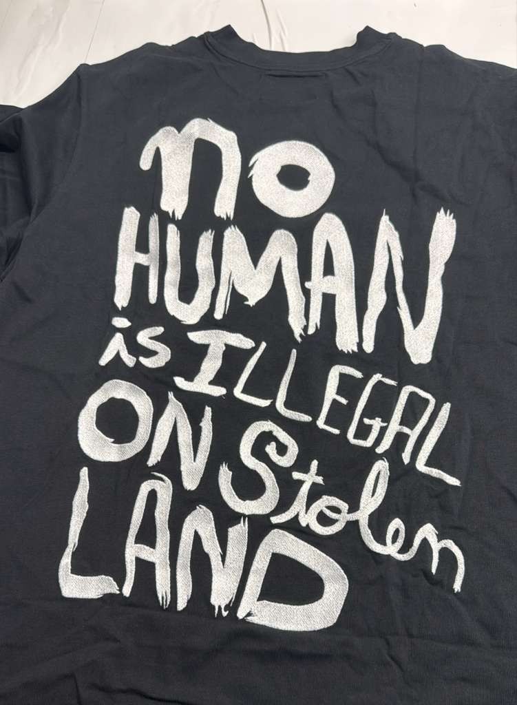CHNGE Men’s No Human is Illegal Crew Neck Cuff Long Sleeve T-ShirtBlack, Medium