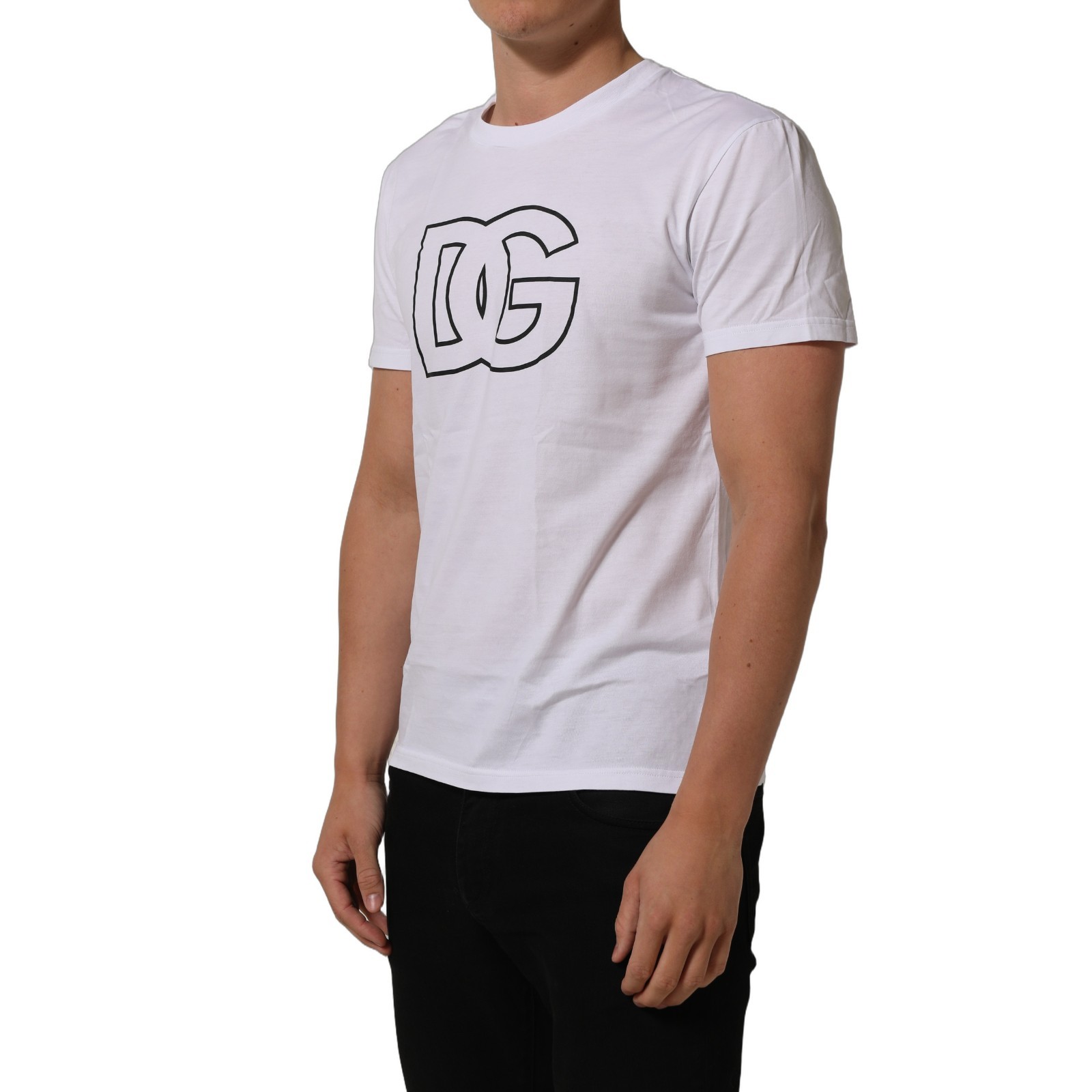 DOLCE & GABBANA T-shirt White DG Logo Print Short Sleeves Men IT48/US38/M 600usd