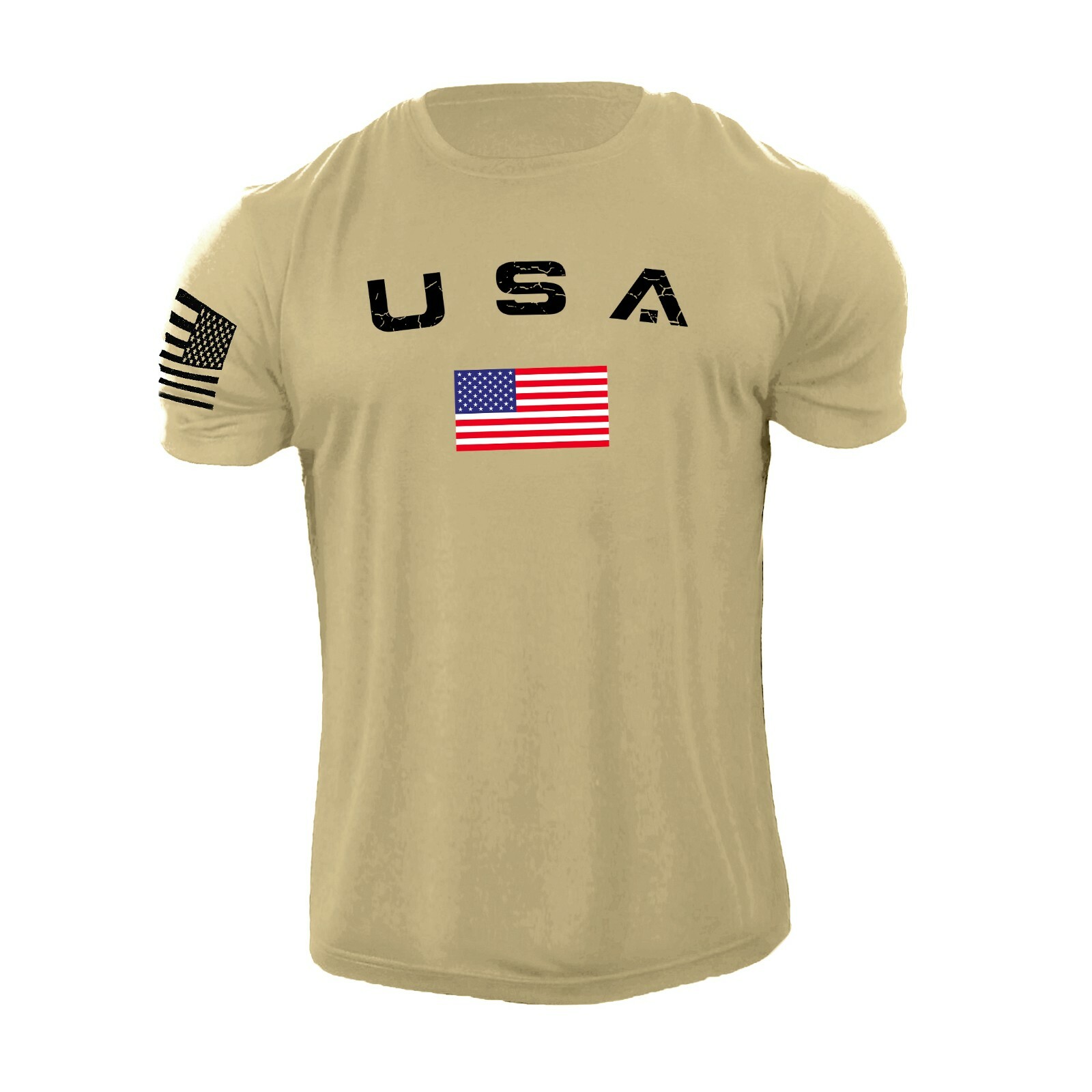 Men’s Casual USA Flag T-Shirt Breathable Light 100% Cotton T-Shirt Size L-6XL US