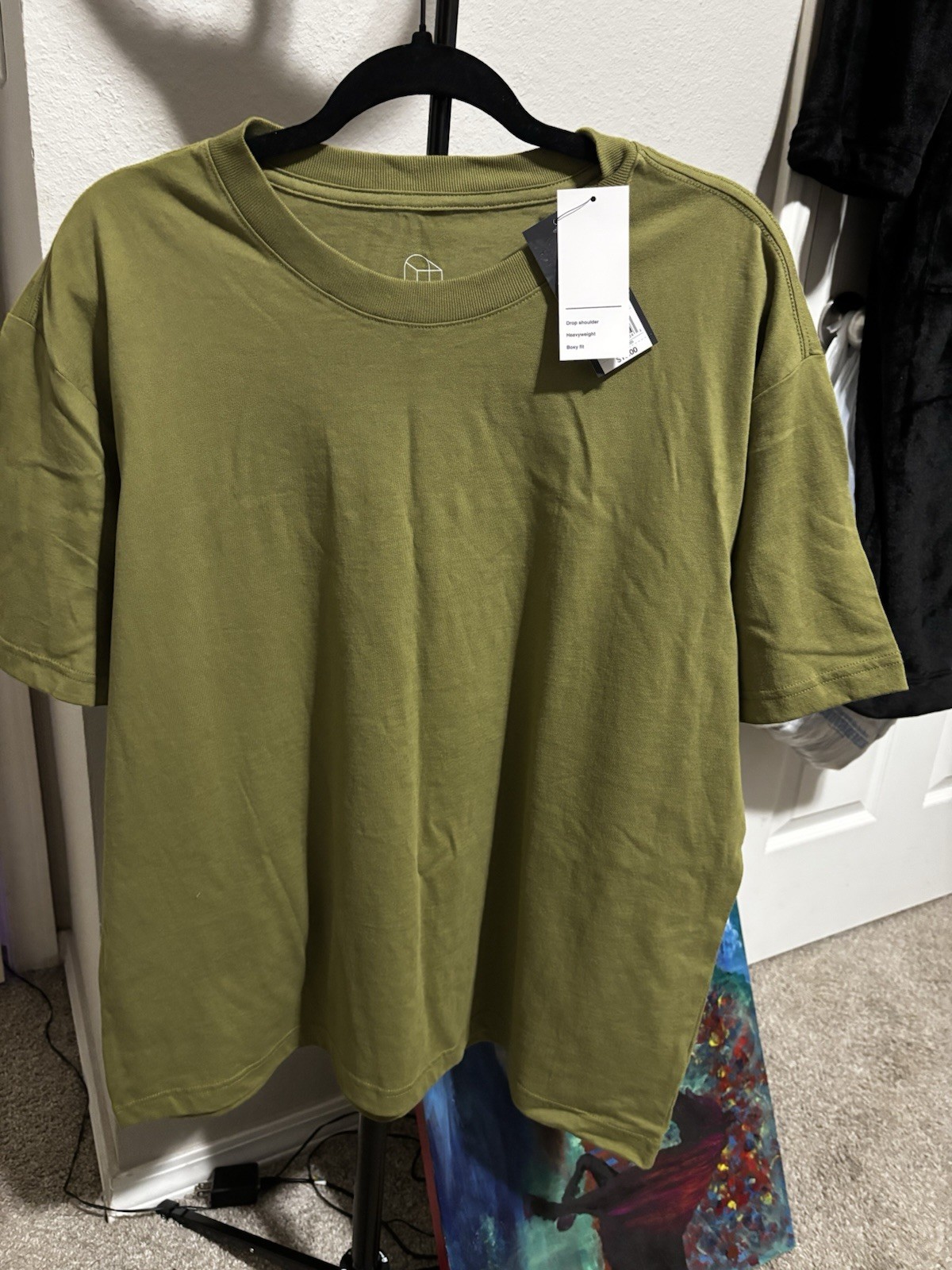 Target Brands Men’s Olive Cotton Boxy Drop Shoulder T-Shirt