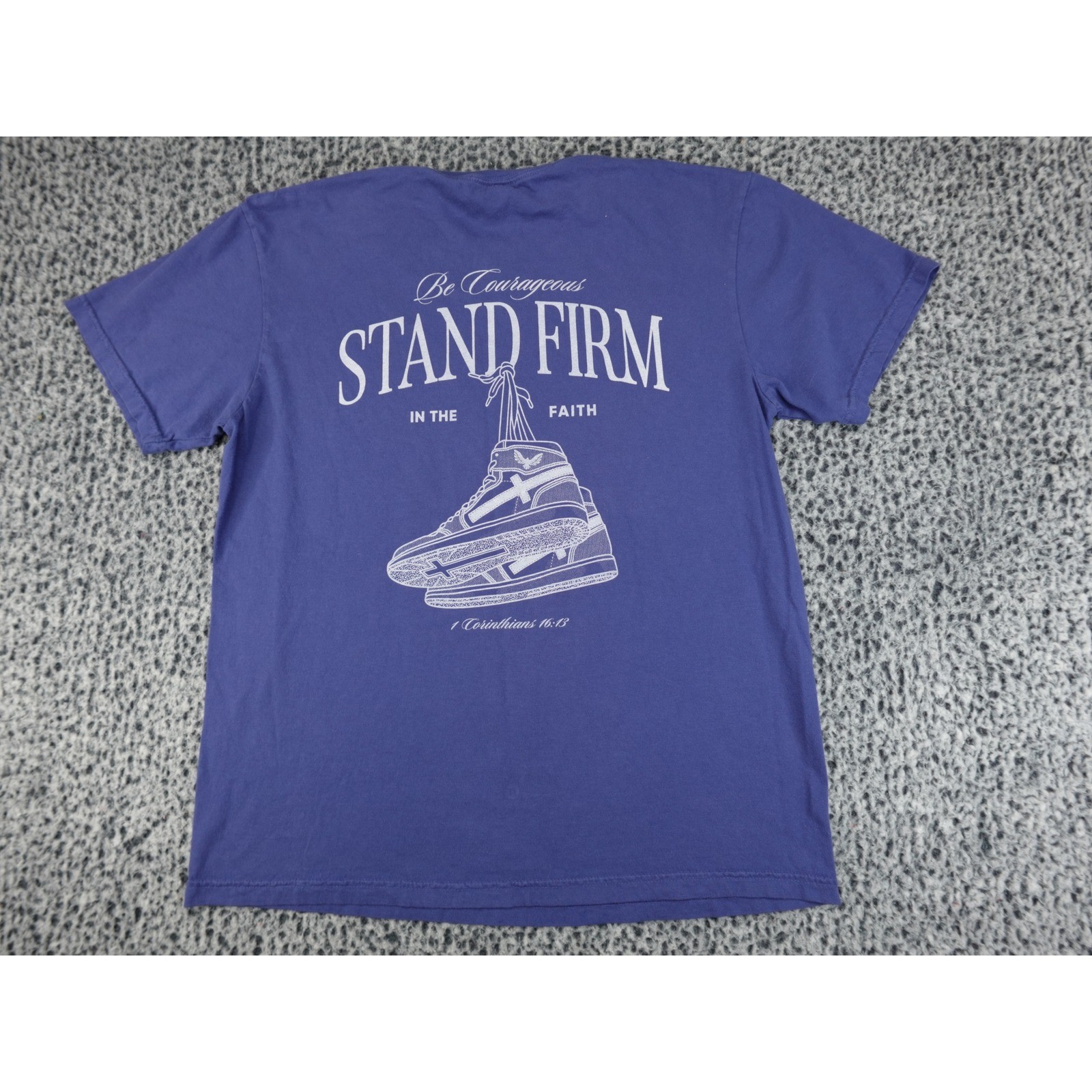 Comfort Colors Stay True Stand Firm Tee Mens Large Purple Good Christian Graphic
