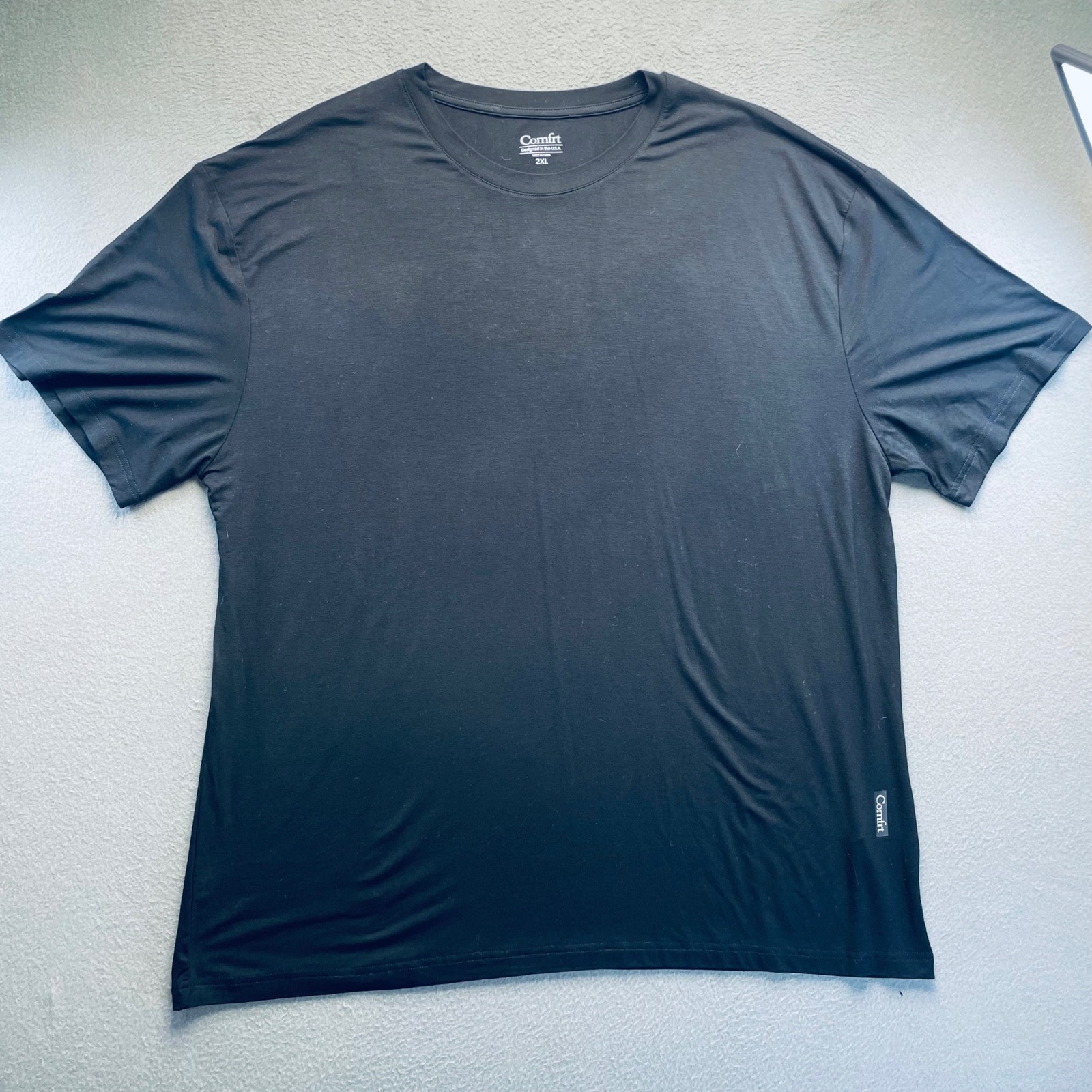 Comfrt Men Cloud Lounge Tee Rayon Spandex Onyx Black 2XL Minimalist Soft Shirt