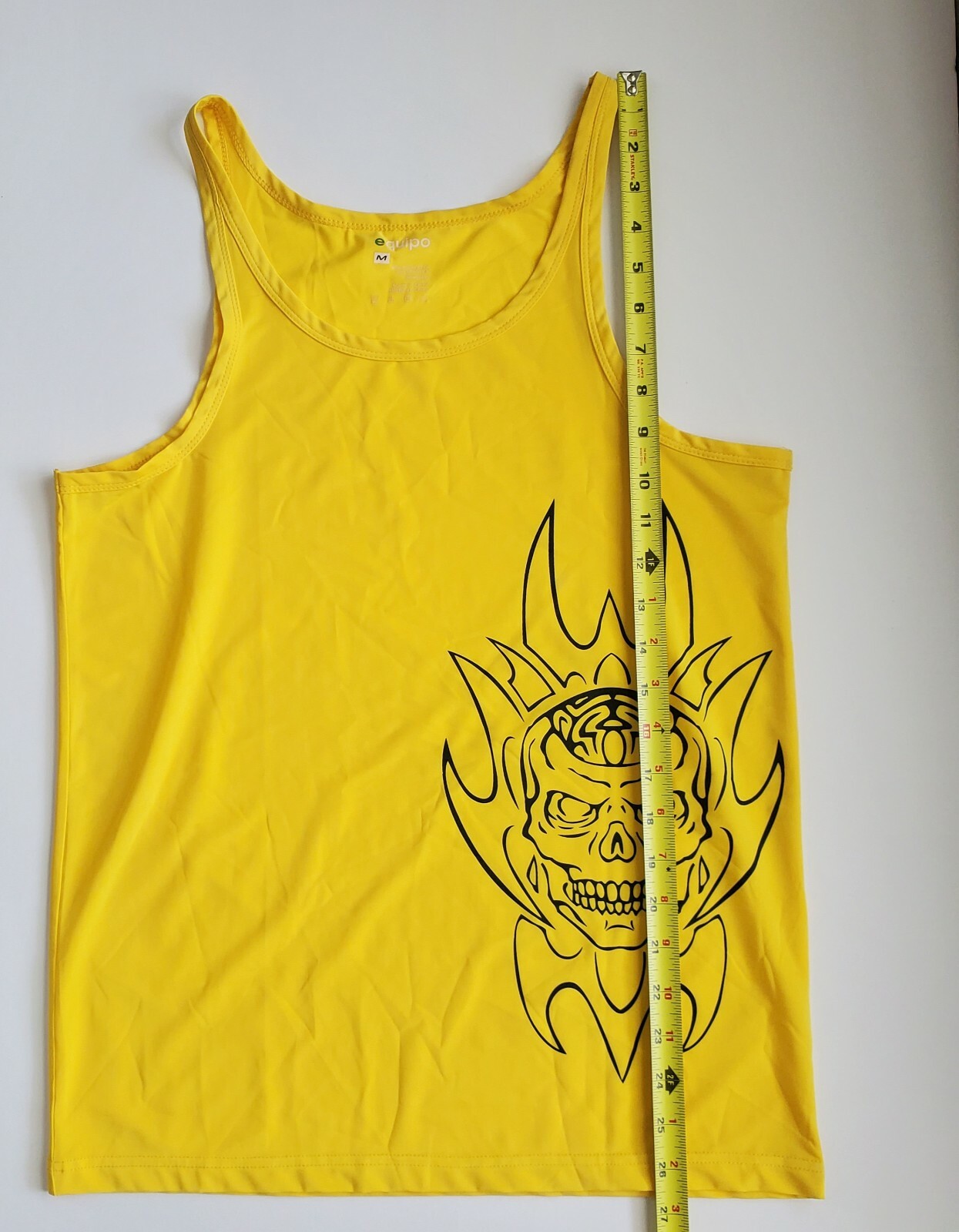 Equipo Yellow Tank Top M Polyester Spandex Sleeveless Graphic Skull Print