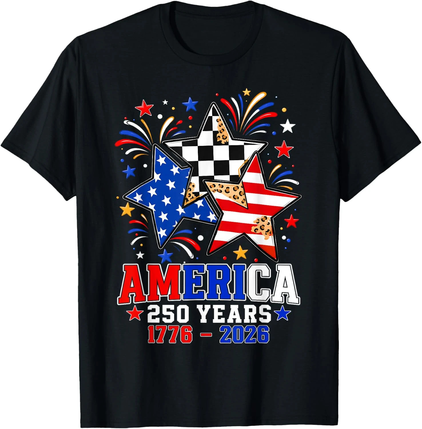 250th Anniversary America Flag Stars 250 Years 4th of July Unisex T-Shirt S-5XL