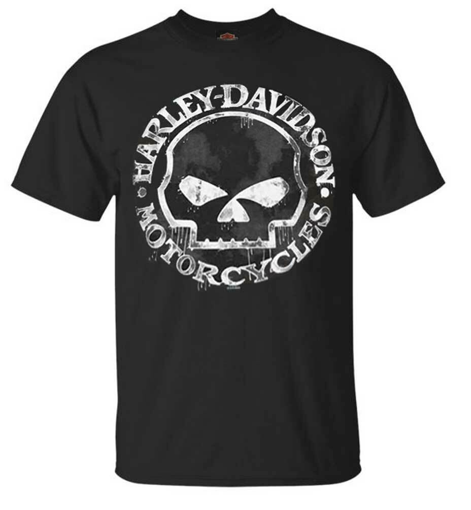 Harley-Davidson Men’s T-Shirt, Hand Made Willie G Skull Distressed 30294030