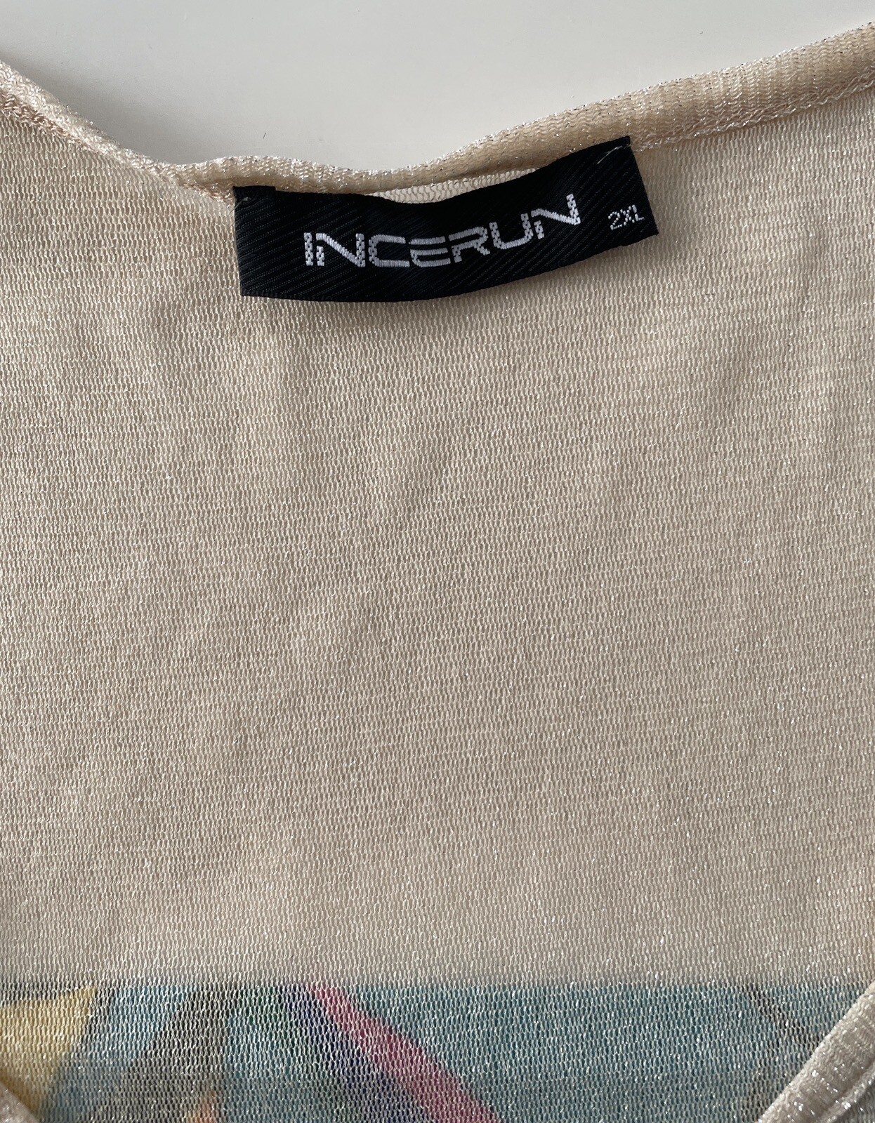 INCERUN Men’s Gold Size XL Scoop Neck Sheer Mesh Metallic Pocket Tank Top