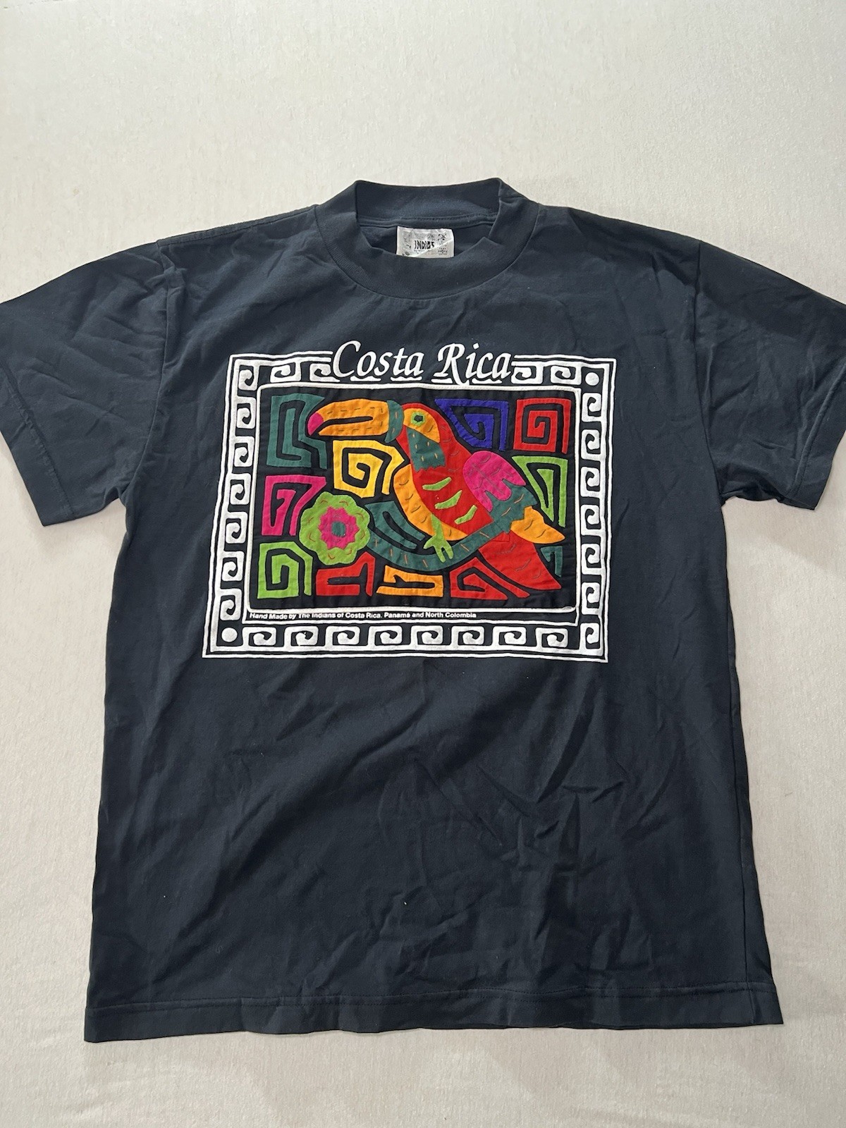 Costa Rica Indios T-Shirt Medium Handmade Kuna Yala Indians Handstitched 90s Y2k