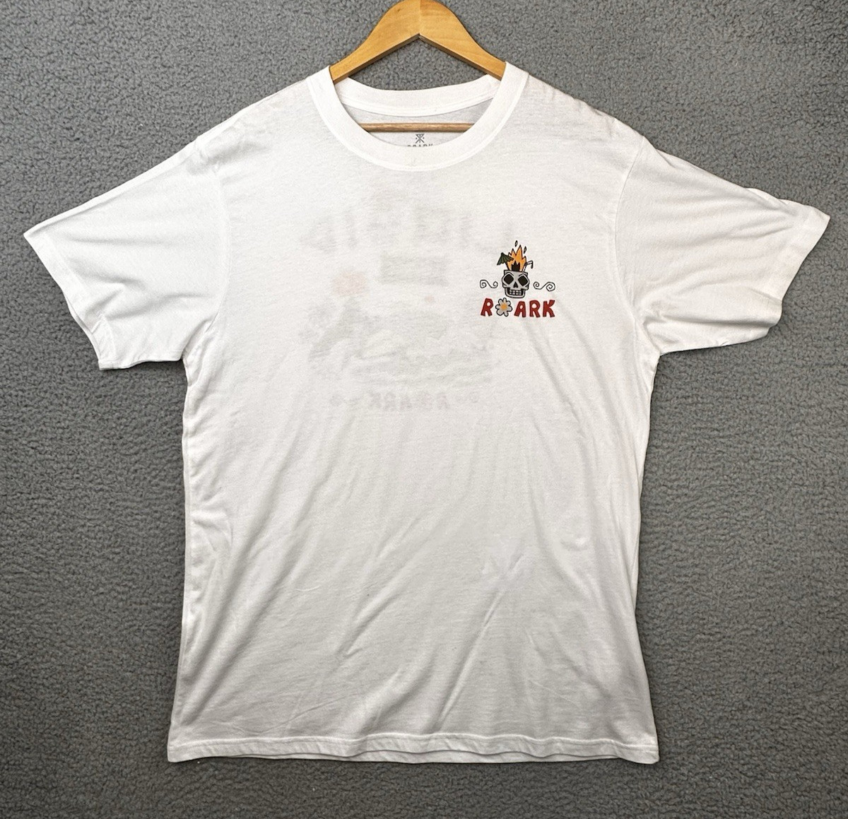 Roark Liquid Lounge Premium Organic Cotton Graphic Tee Mens XL White Surfer