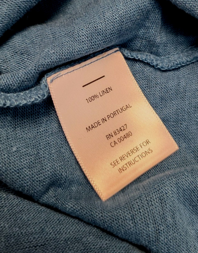 $115 New BORGO28 Short Sleeve Crew Neck T-Shirt Men’s SMALL S Blue 100% LINEN