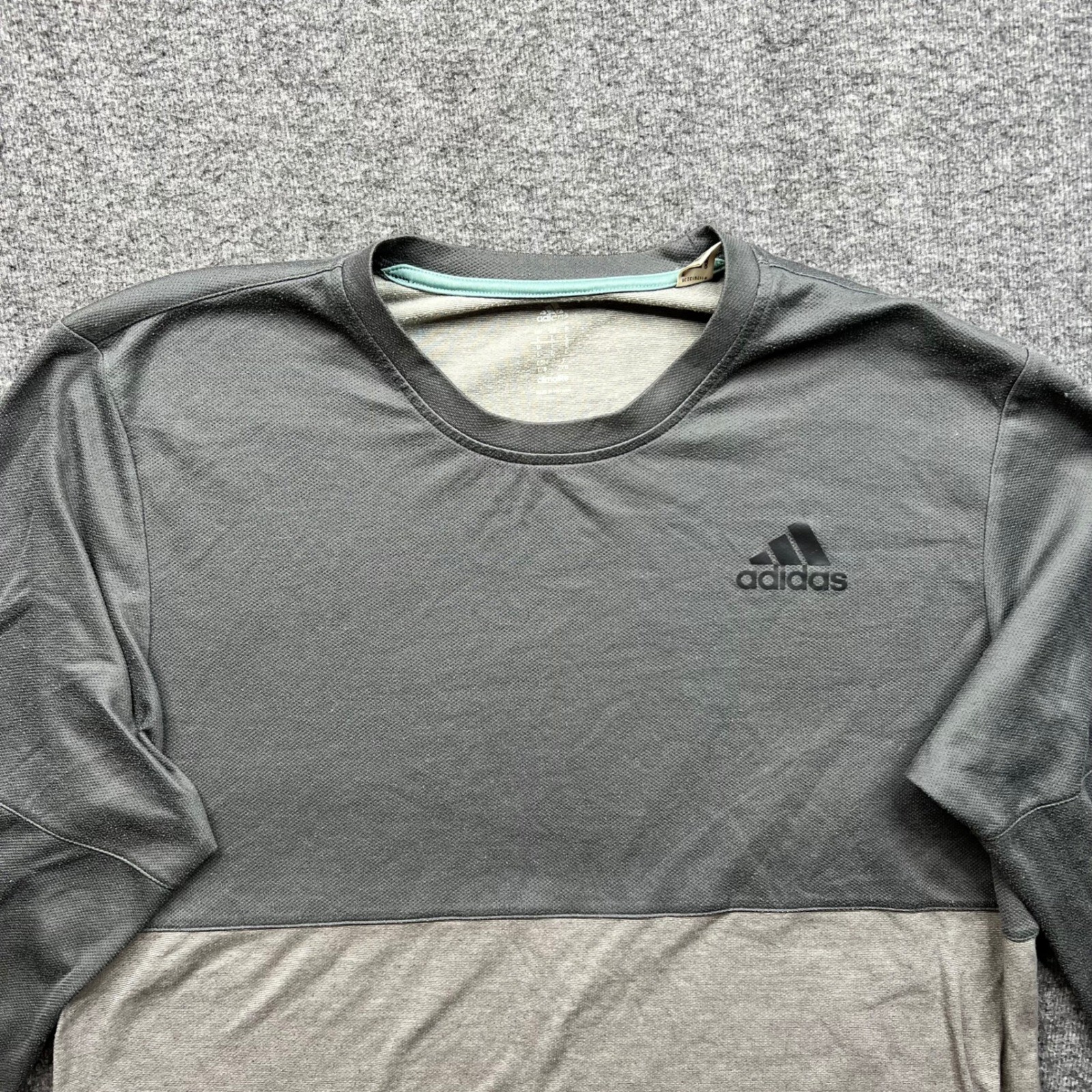Adidas Shirt Mens Large Gray Climalite Two Tone Long Sleeve Athletic Tee L