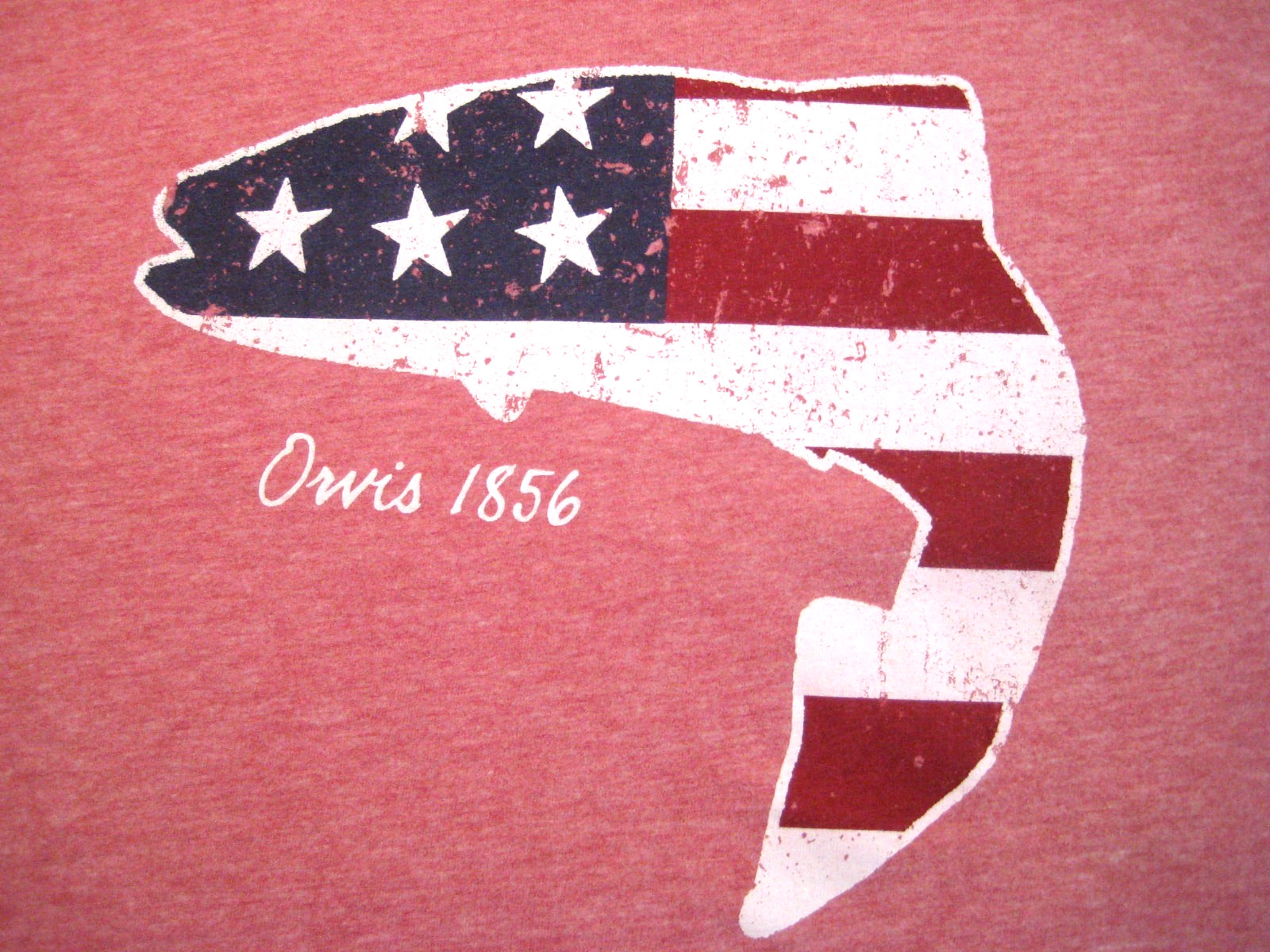 EUC- ORVIS American Flag Trout- 60% Cotton & 40% Polyester- Size Medium T-Shirt