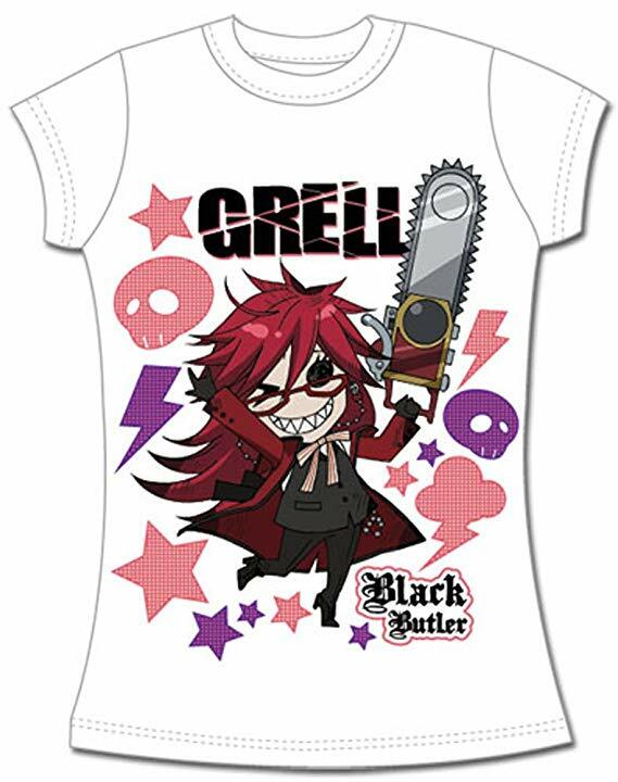 *NEW* Black Butler: Chibi Grell White Juniors Small (S) T-Shirt by GE Animation