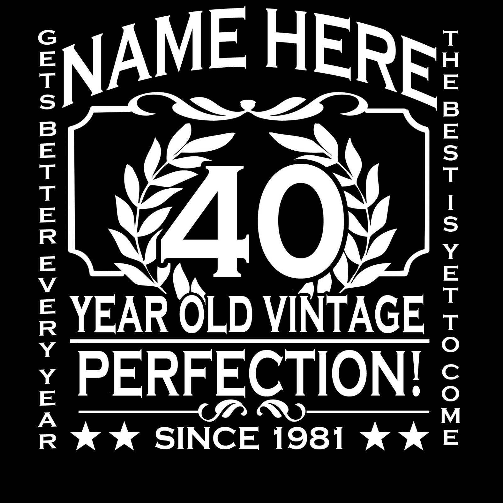 40th Birthday T-Shirt Customise Personalised Name, Year, Age Gift 3XL 4XL 5XL