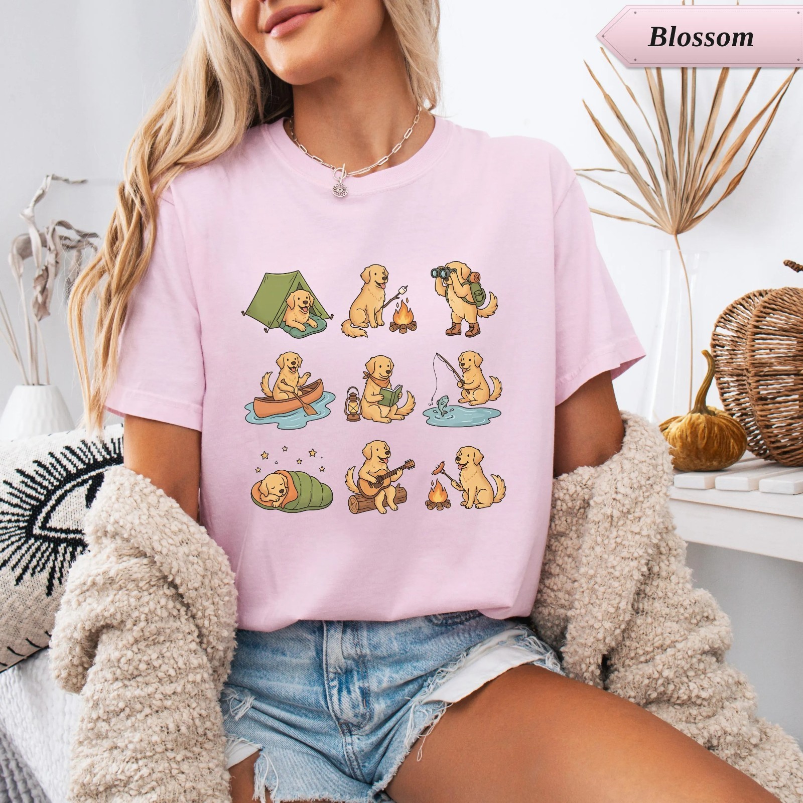 Golden Retriever Camping Shirt, Nature Lover Gift, Dog Mom Gift T-Shirt