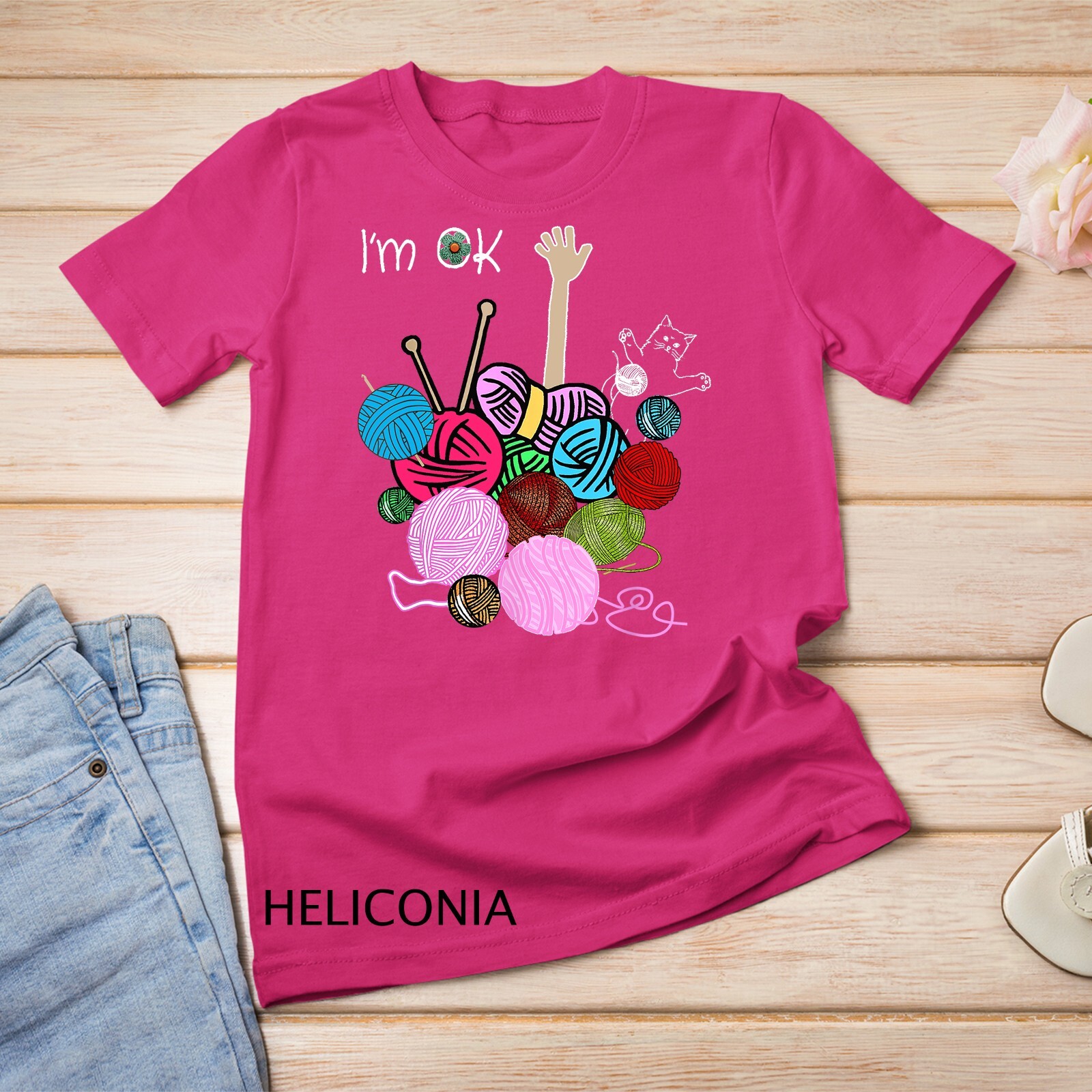 I’m Ok Crochet And Knitting Funny Crocheting T-Shirt Unisex T-shirt