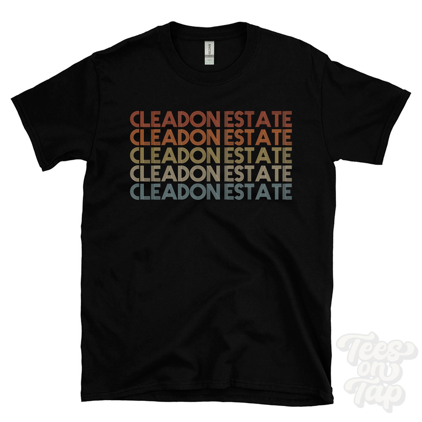 CLEADON ESTATE REPEATED RETRO STYLE T-SHIRT mens & womens uk place name gift