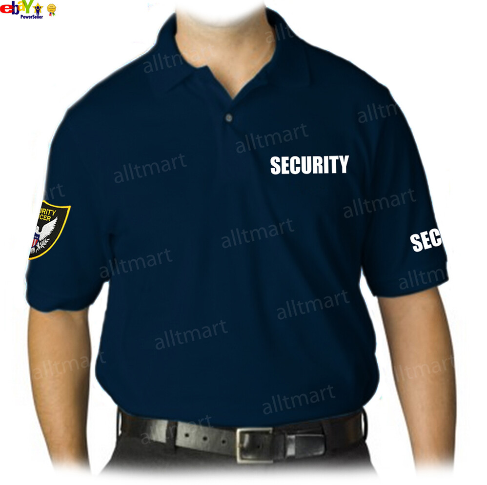 MEN’S PRINTED SECURITY POLO T-SHIRT UNIFORM EMBROIDERY BADGE POLICE STAFF PARTY